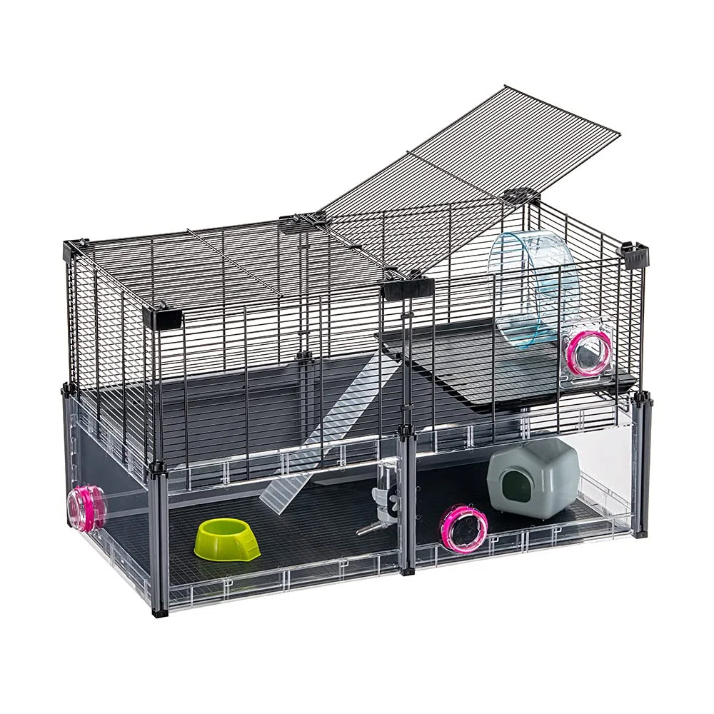 FERPLAST - Cage Hamster - Cage Souris - Cage Hamster Grande - Grillage Métallique - avec Accessoires - Modulaire - Multipla Hamster, 72,5 x 37,5 xh 42 CM