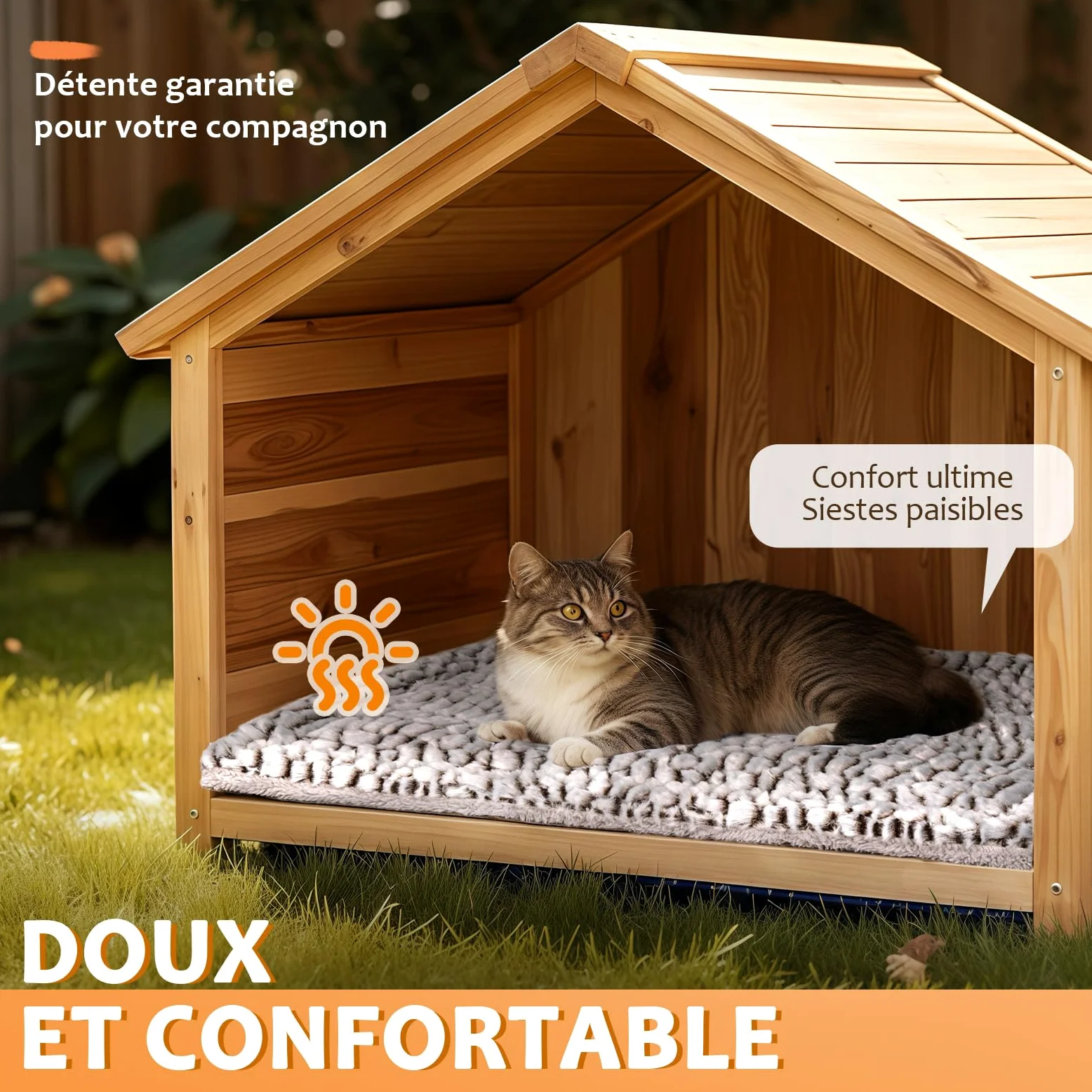 Mora Pets Tapis Chauffant pour Chat Coussin Auto Chauffant Chat Couverture Chauffant sans électricité Tapis Thermique Lavable 56 x 42 cm