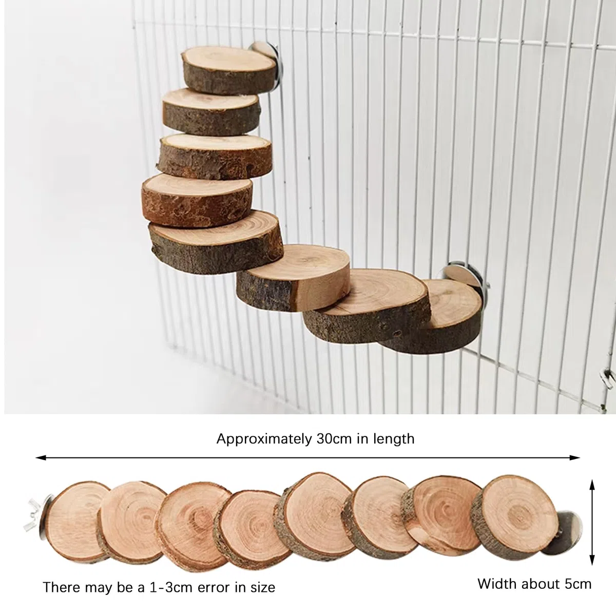 Échelle en bois pour perroquet, perchoir à oiseaux, plate-forme à oiseaux, jouet d'escalade à 8 marches, échelle pour hamster, accessoires de cage pour petits animaux