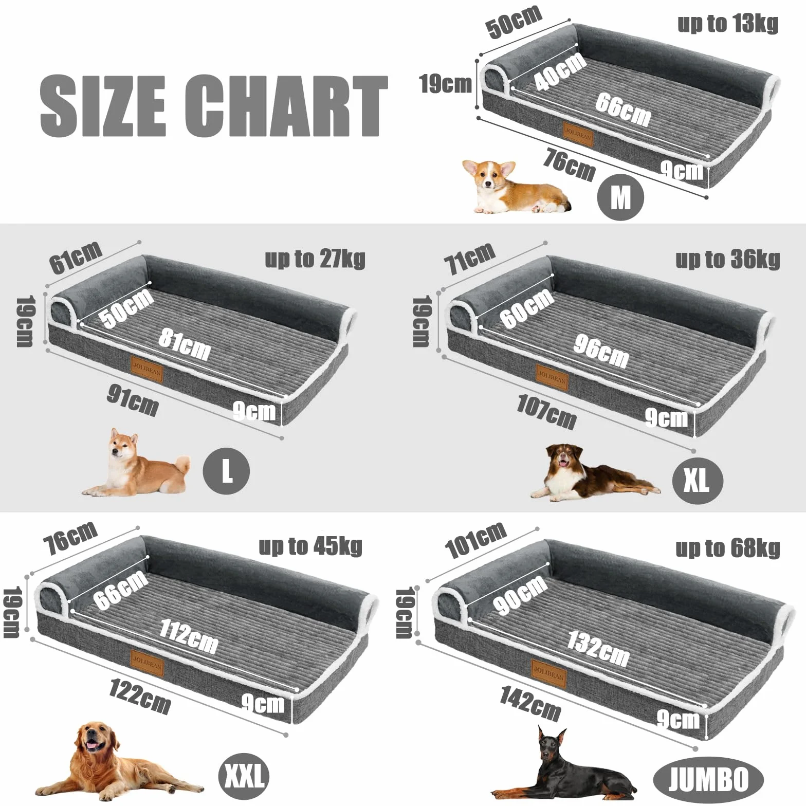 Panier Chien Grande Taille Orthopédique, Lit Matelas Chien en Forme L, Coussin Déhoussable Lavable en Machine, houssable Imperméable, Base antidérapante, 91x61cm, Gris