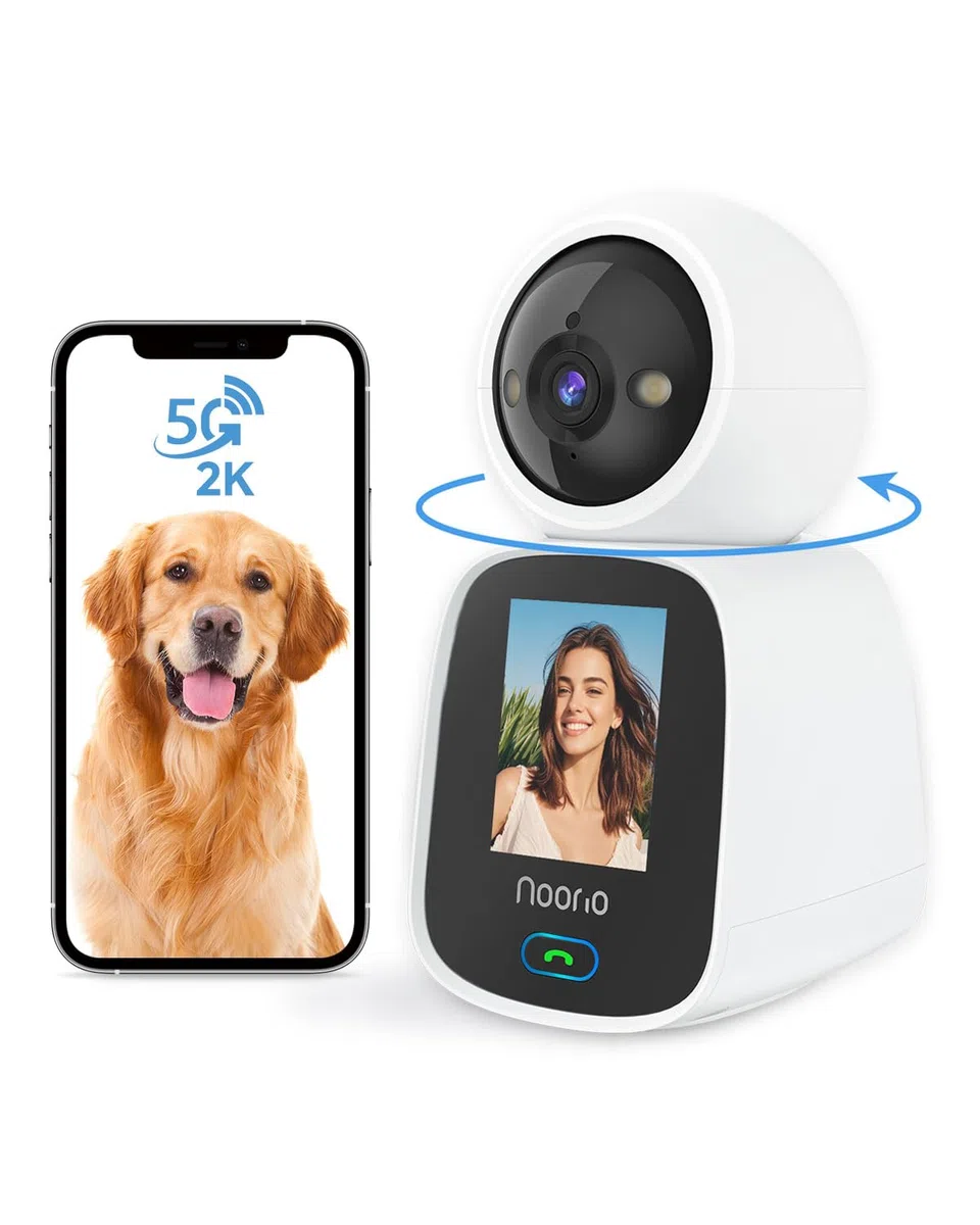 Noorio Caméra de Surveillance Intérieure 2K WiFi Double Bande (5G/2.4G) - PTZ Rotative, Audio Bidirectionnel, Détection Humaine et Suivi Automatique, Moniteur Bébé