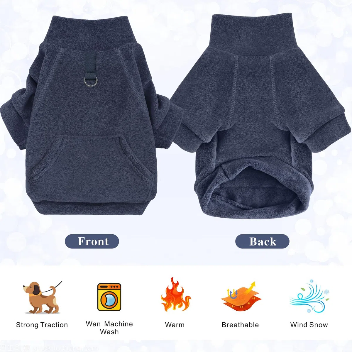 Pull Chien Hoodie Animaux de Compagnie Manteau Chaud Coton Sweat Shirt Vêtements pour Chiens avec Poches Chien Pull pour Chiens Body