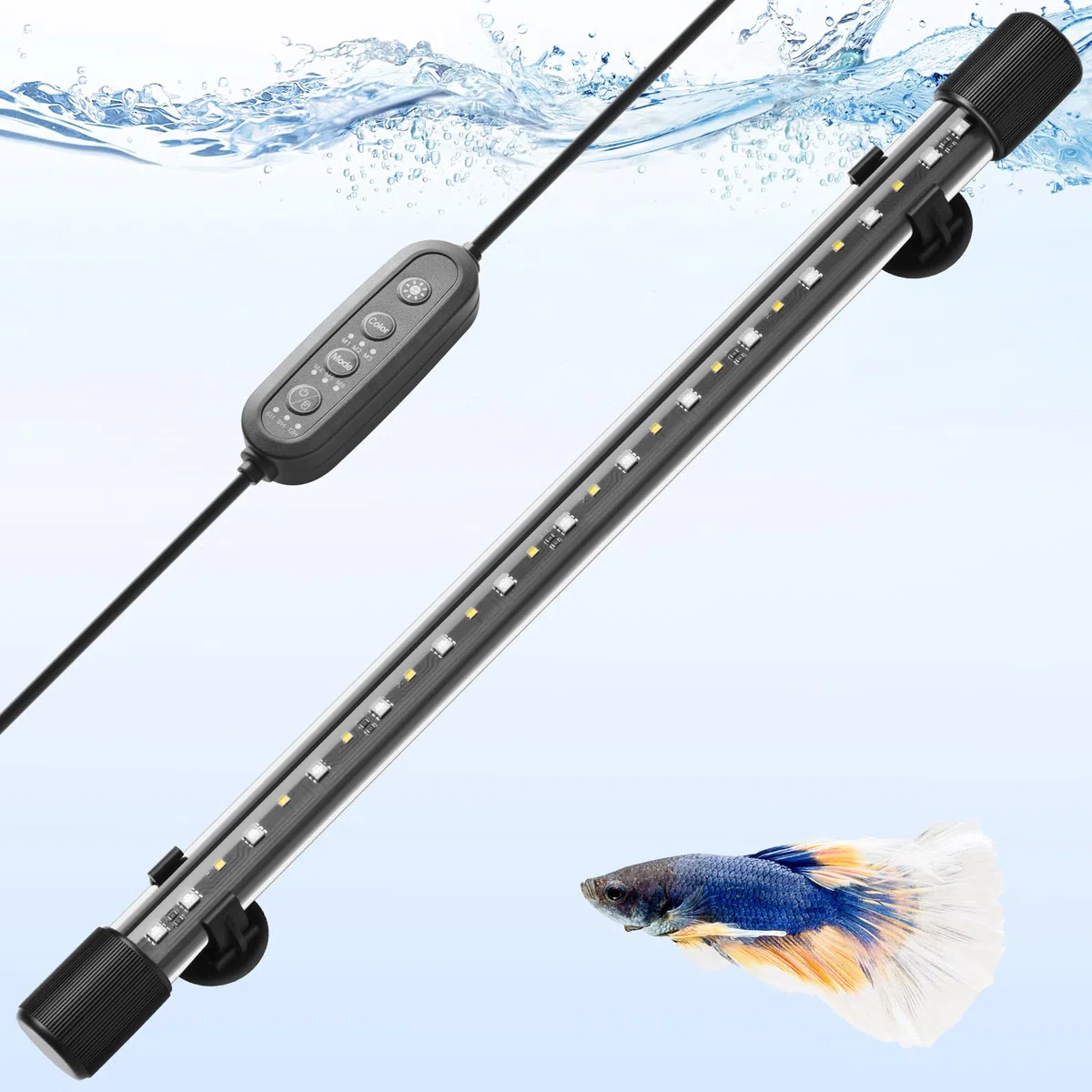 48cm Lampe pour Aquarium 24/7 avec LED RGBW à Spectre Complet, Rampe pour Aquarium Etanche IP68 avec Régulation de Luminosité, Minuterie et Ajustement de Couleur
