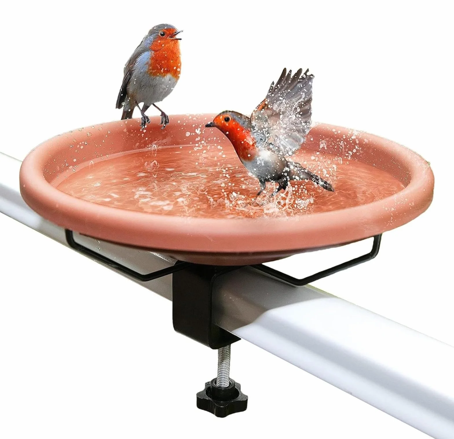 Bain d'oiseaux pour balcon et jardin, bol de bain réglable, abreuvoir à oiseaux suspendu résistant au gel pour balustrade de balcon, chauve-souris montée sur le pont, pour balustrades de terrasse