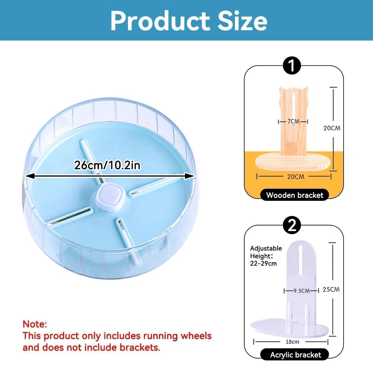 Roue De Hamster, Roues D'exercice Silencieuses Pour Hamster, Roues De Course Silencieuses Pour Gerbille Naine, Hamster Syrien, Rat, Souris(26cm-Bleu)