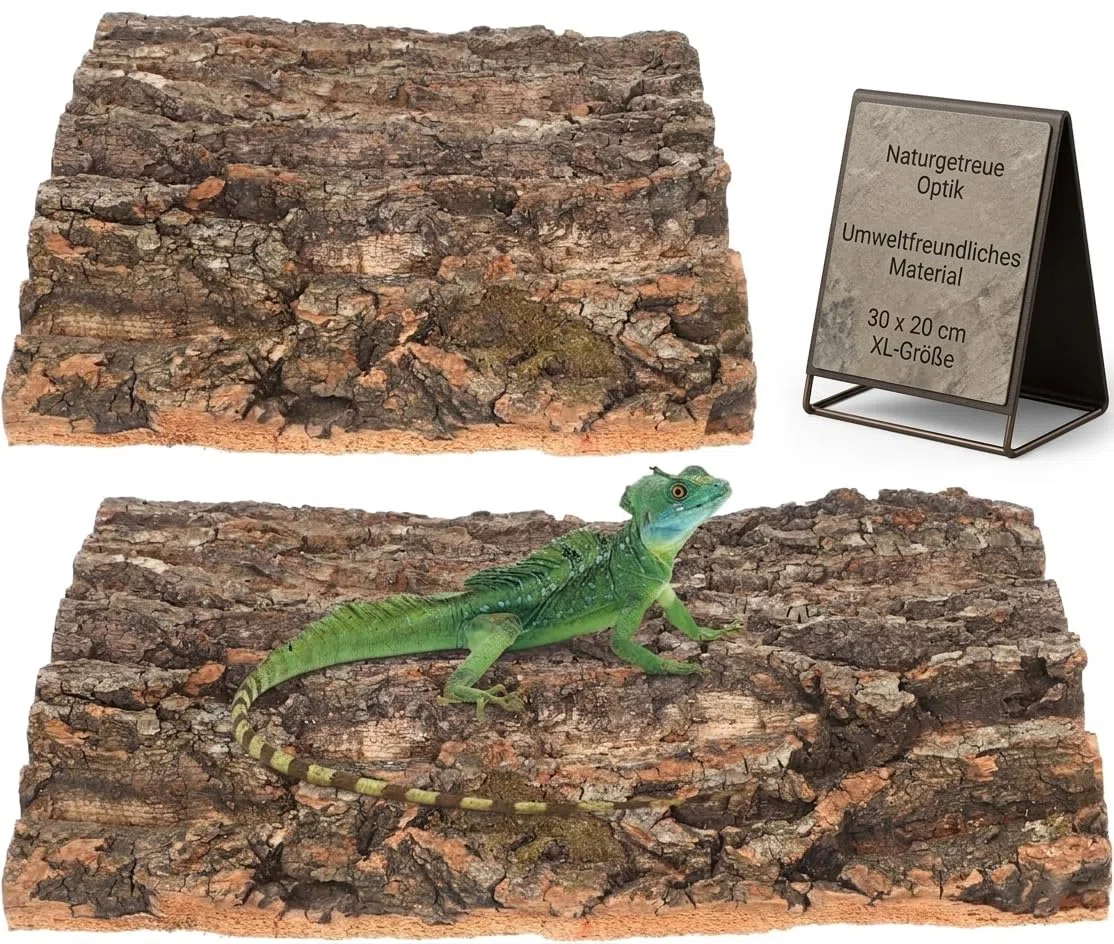 Hemobllo Lot de 2 écorces d'arbre pour reptiles, matériau synthétique marron clair, décoration de terrarium, plate-forme de cachette de serpent, terrarium pour tortue, 29,9 x 20,1 cm