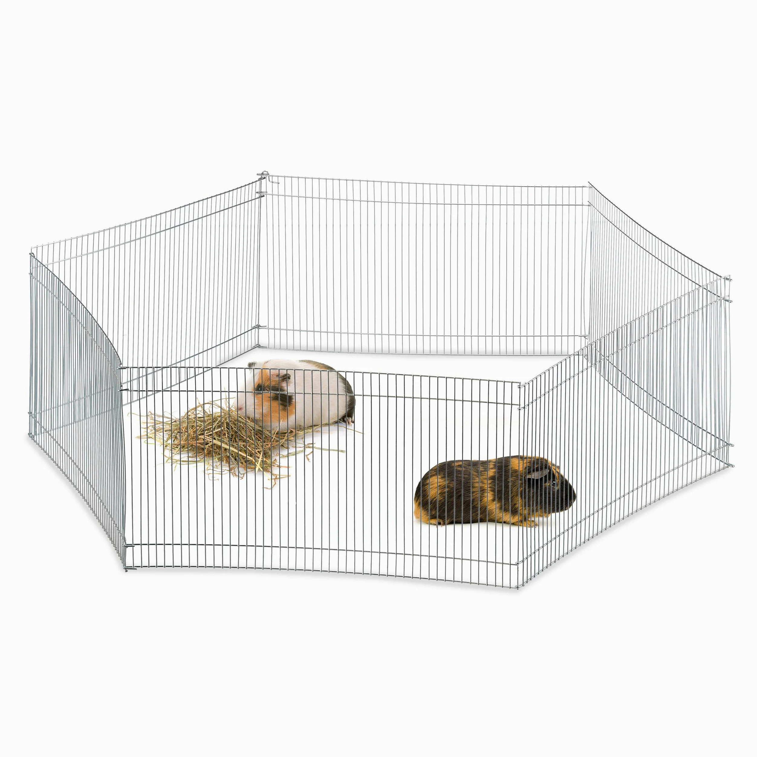 Relaxdays Cage extérieur Lapin, 6 éléments, pour Petits Animaux, enclos Cochon d’Inde, zingué, H 27 cm, argenté