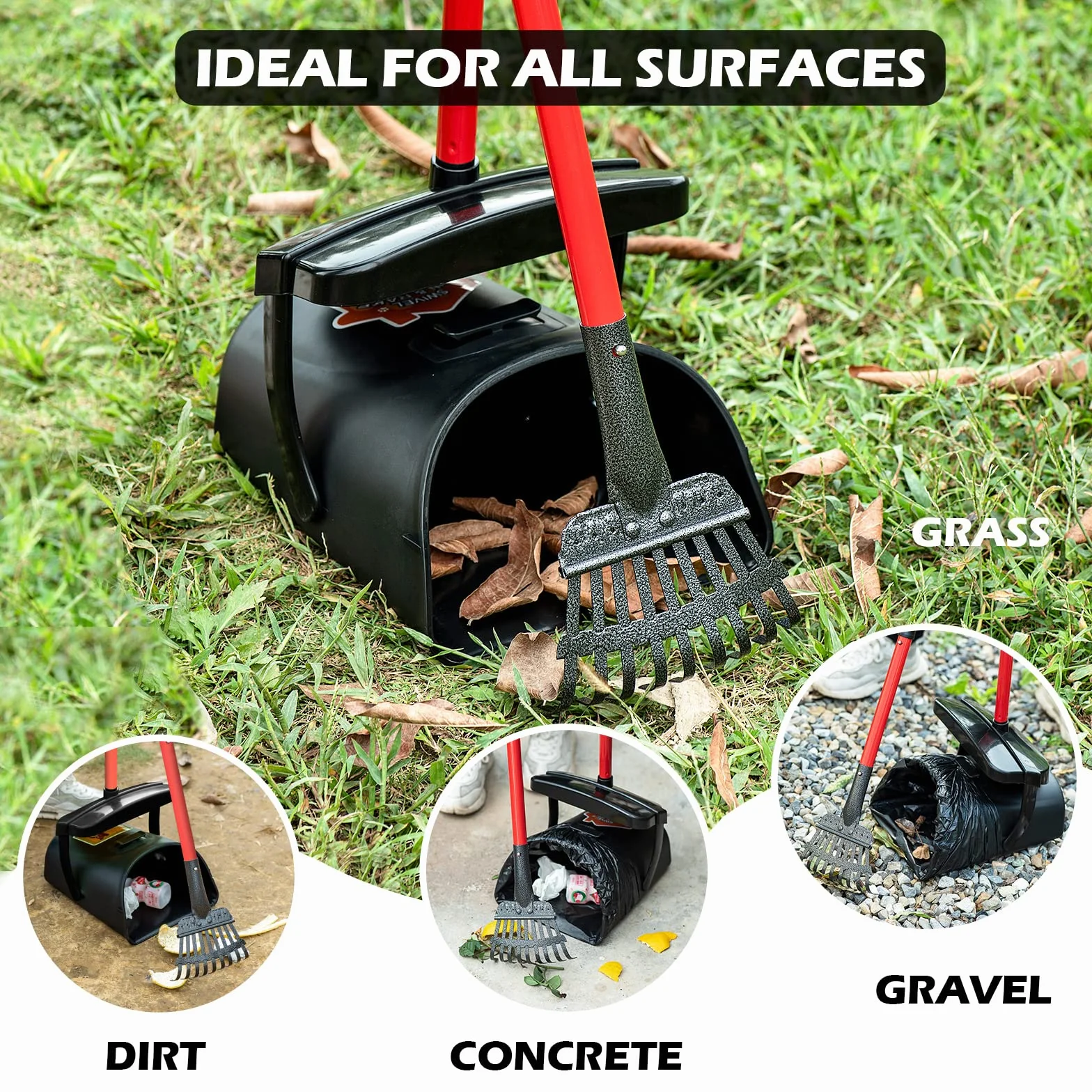 BANORES Grande pelle à déjections canines pivotante et râteau pour chiens de grande et petite taille, utilisation sur l'herbe, la saleté ou le gravier – Fournitures pour animaux de compagnie