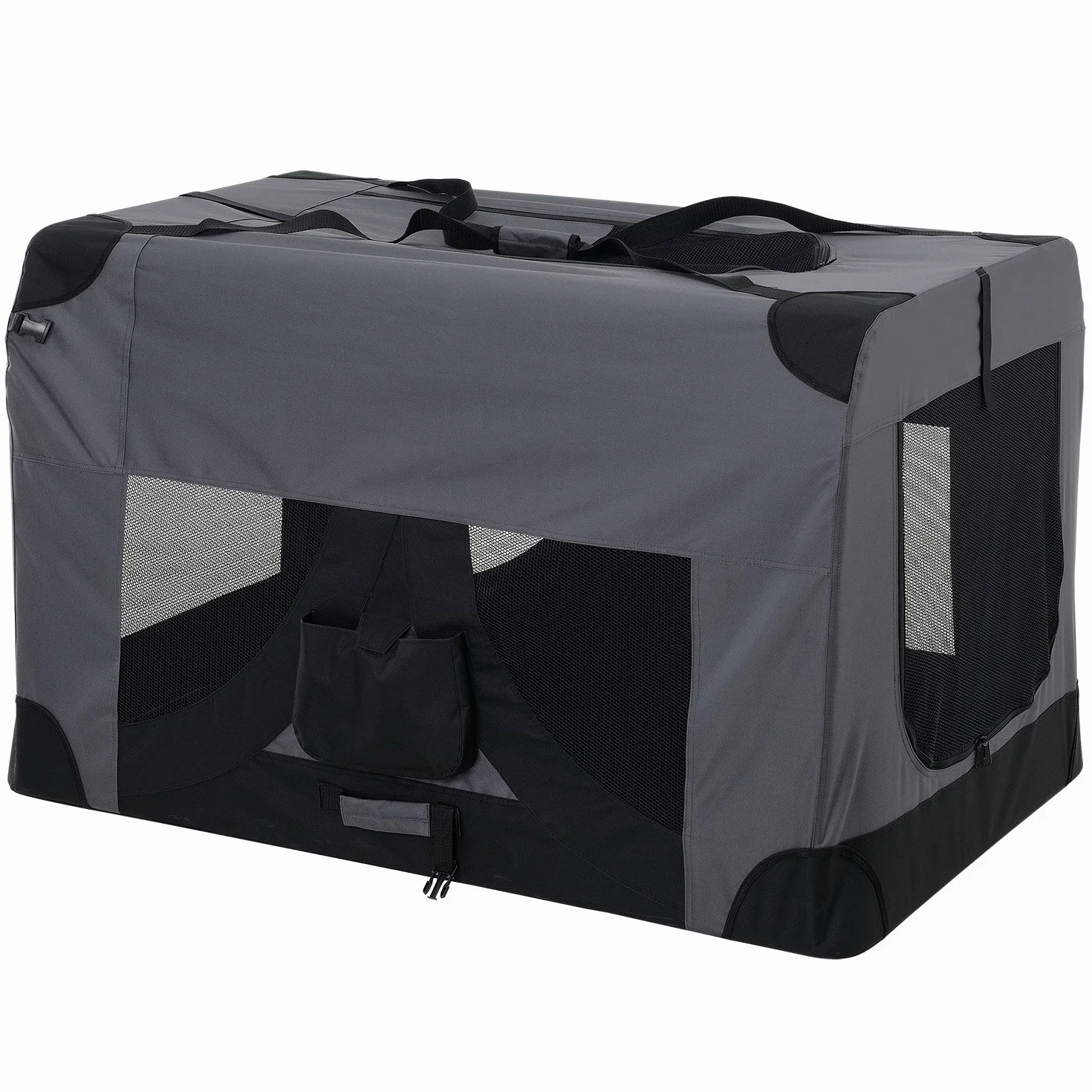 Cage de Transport pour Chien Box de Transport pour Chien Chenil Polyester Pliant Gris Taille L