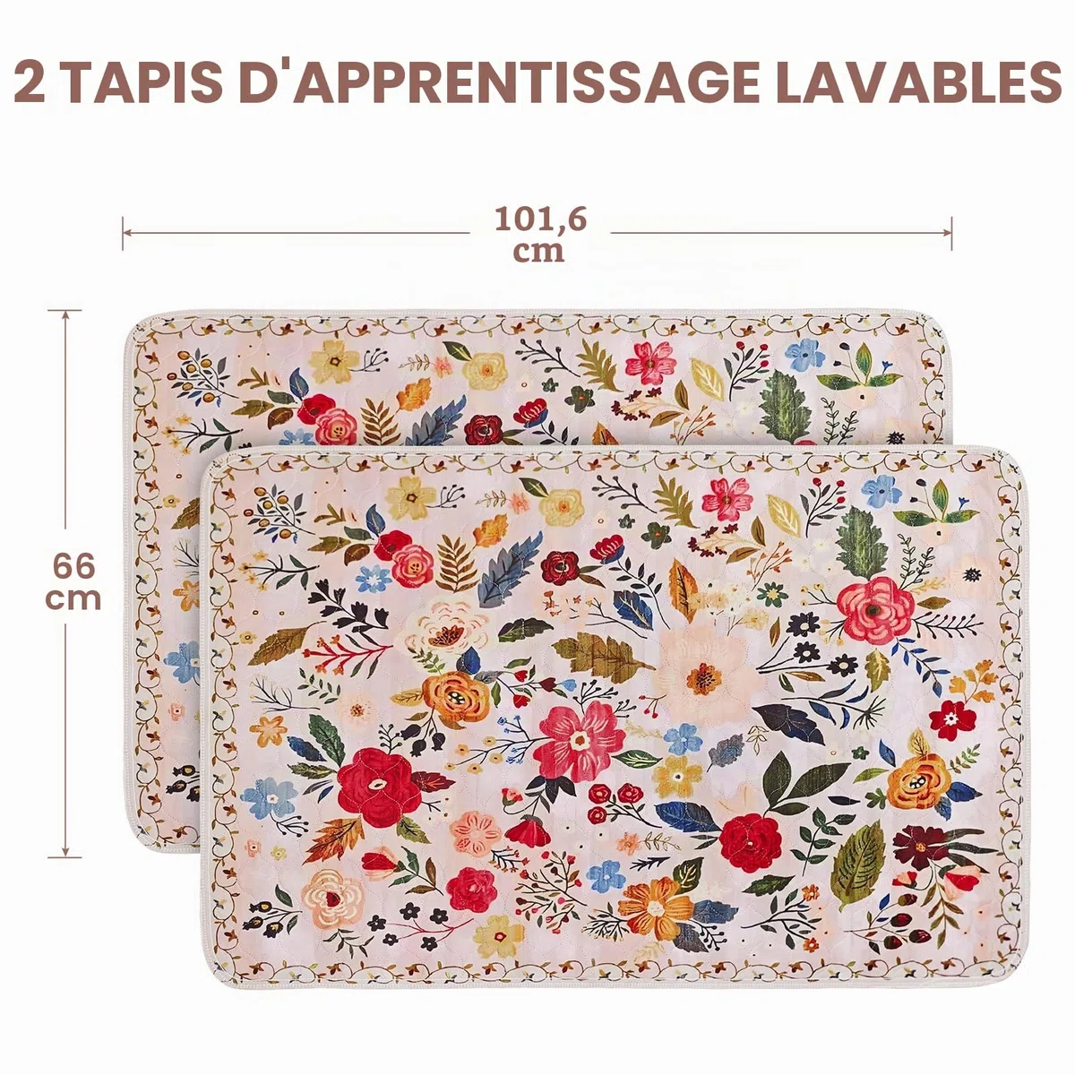 Lot de 2 Tapis hygiéniques lavables pour Chiens, réutilisables, 102 x 66 cm, Super absorbants, à séchage Rapide, imperméables et antidérapants pour Cage, Sol, canapé