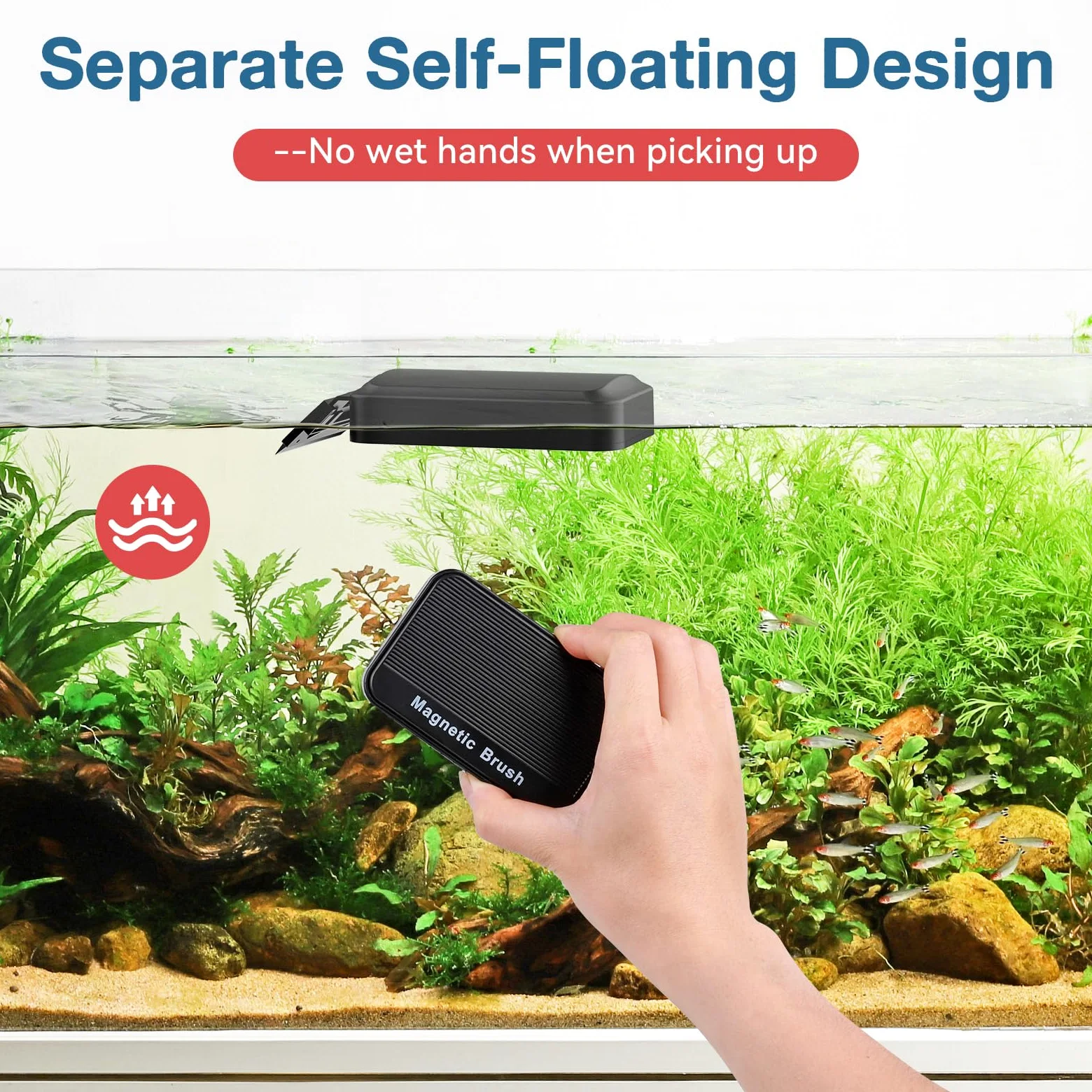 hygger Aimant À Algues Aimant Brosse Aquarium Nettoyage Vitre,Nettoyeurs d'algues pour Aquarium Magnétique Outil de Nettoyage Avec Grattoir(L)