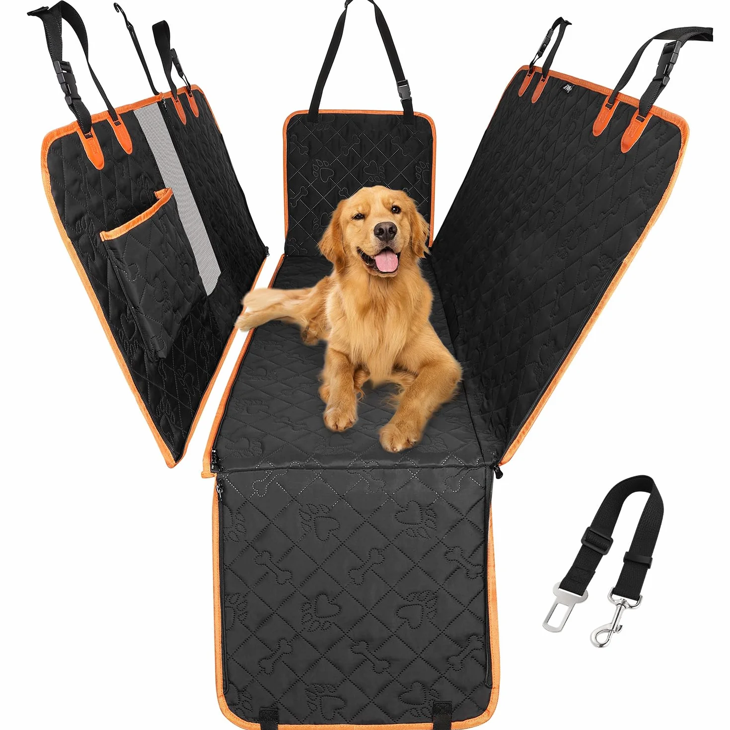 KYG Housse de siège Auto pour Animaux - Conception Amovible, fenêtre en Maille Respirante, Sangle de sécurité Anti-évasion, imperméable et antidérapante - Universelle pour Chiens et Chats (Noir)