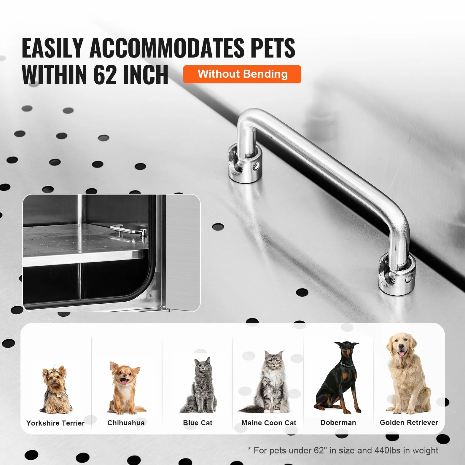 VEVOR Baignoire Toilettage Chien 1574,8 mm Baignoire pour Chiens Acier Inox Baignoire Chat avec Boîte à Savon Robinet, Accessoires Nombreux Baignoire pour Animaux de Compagnie, Maison, Escalier Droite