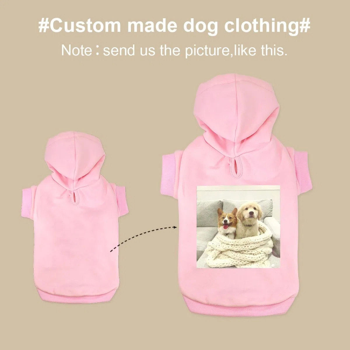 Sweat à Capuche pour Chien Personnalisé, Vêtement Hiver, Luxury Dog Clothes, Pull Grande Taille (2XL, Rose)
