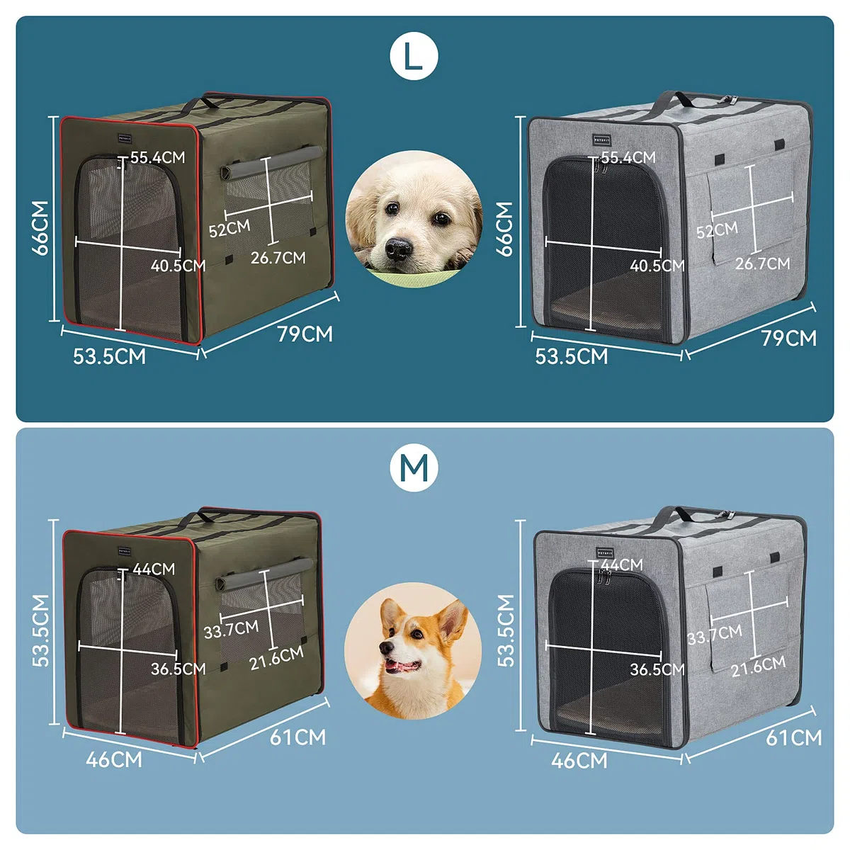Petsfit Caisse de Transport pour Chien Pliable Sac pour Chien Chat Léger Caisse pour Voyage Voiture Boîte Oxford