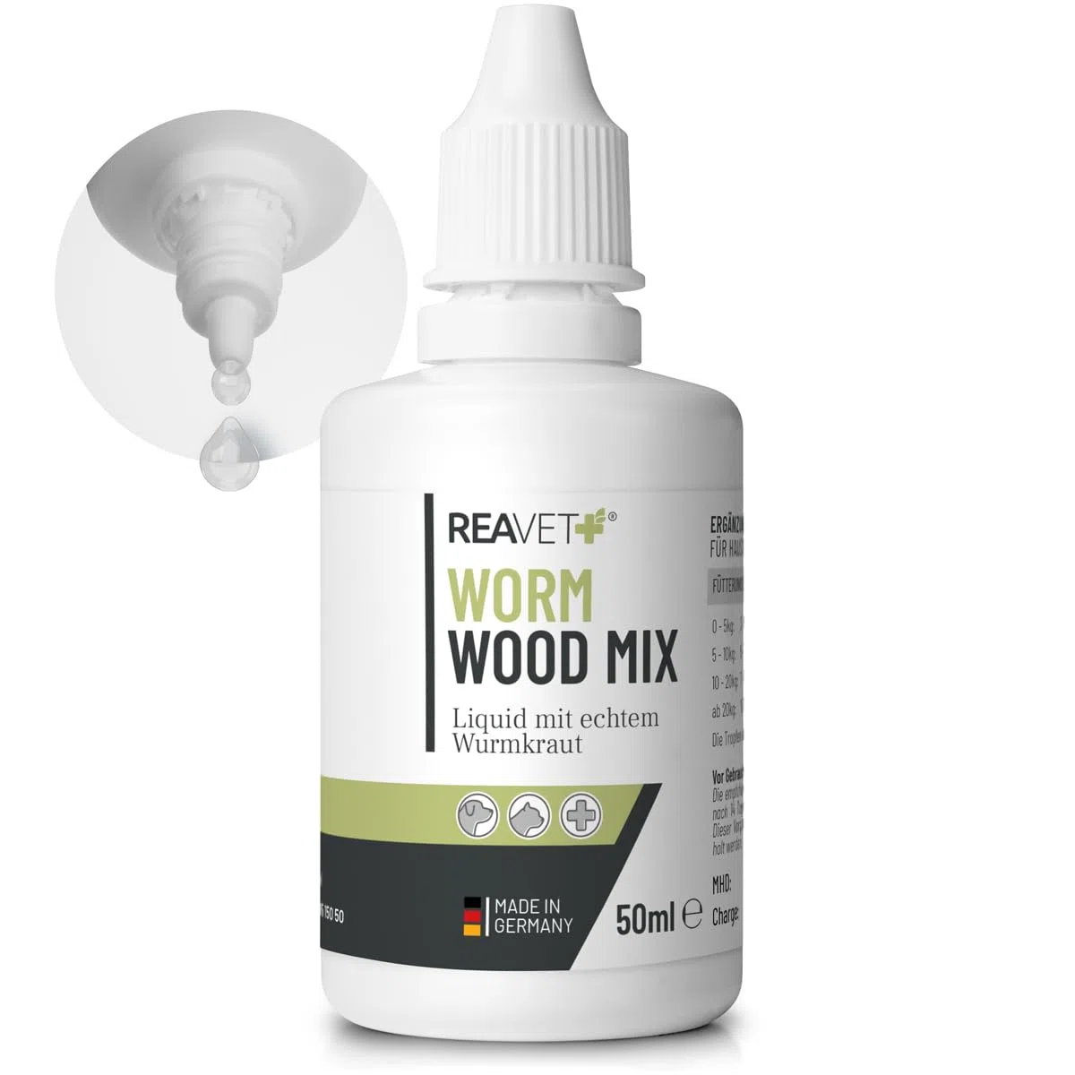 ReaVET Wormwood Mix Gouttes liquides liquides, Alternative Vermifuge, Avant, Pendant et après l'infestation de vers Chien, Chat et Lapin, Tous Les Animaux de Compagnie