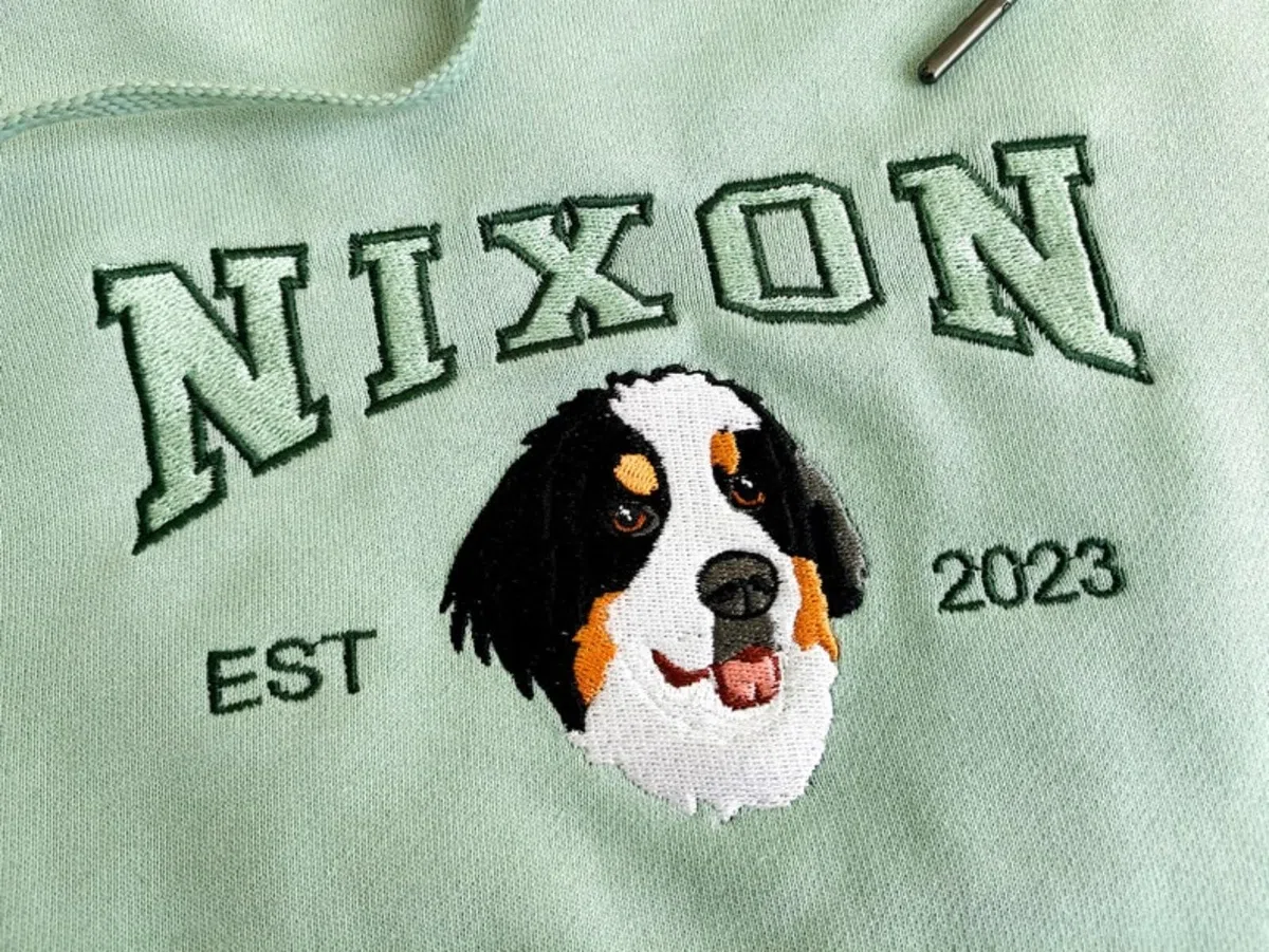 Sweat à capuche personnalisé pour animal de compagnie avec photo d'animal de compagnie + nom brodé - Sweat à capuche personnalisé pour chien - Pull à capuche personnalisé pour animal