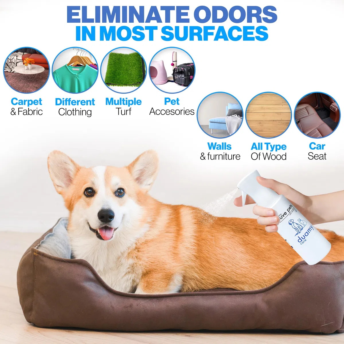 NUVE PETS Éliminateur d'odeurs d'animaux domestiques, désodorisant écologique sans gaz propulseur ni produits toxiques. Neutralise les odeurs. Anti-odeur pour l'urine des chiens et des chats. 500ml