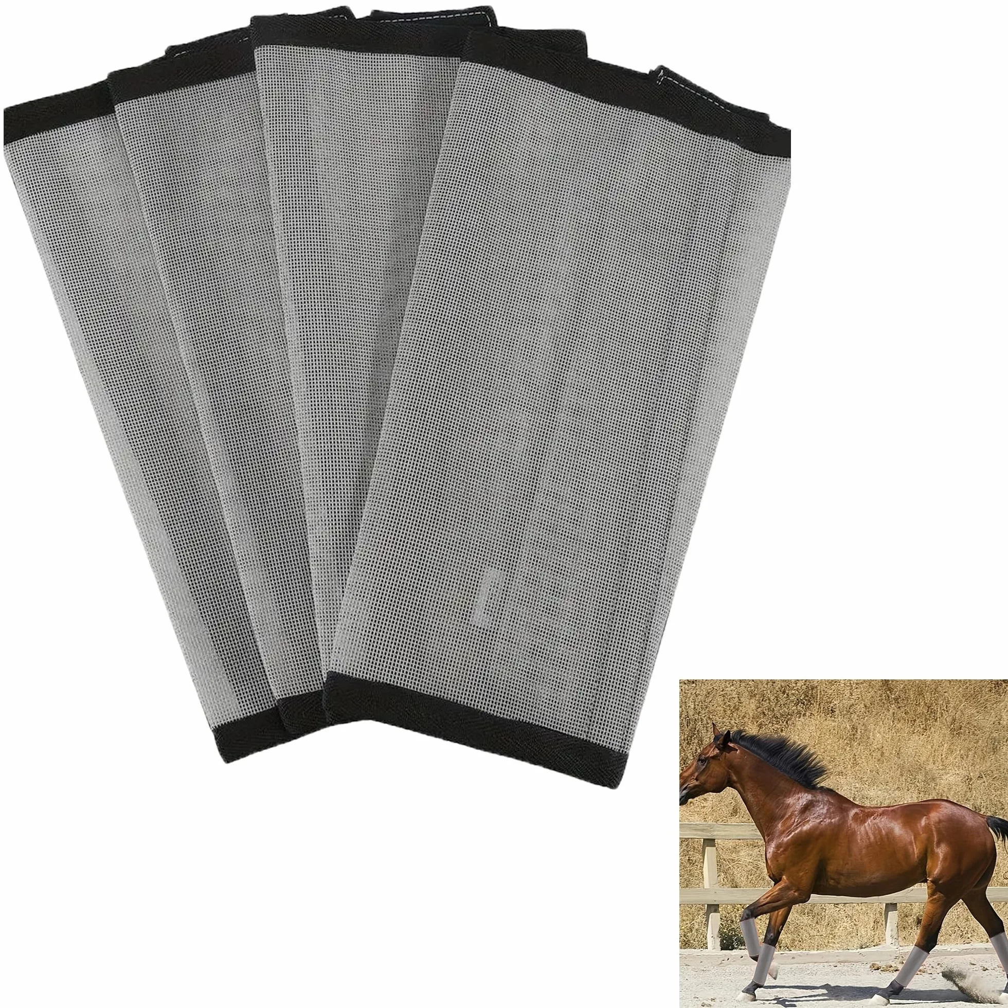 Guêtres Anti Mouches pour Chevaux - Lot de 4, Gris, Guêtreser Pourung Cheval, Adaptées pour Protéger Les Pattes des Chevaux Contre Les Mouches, Moustiques et Autres Insectes Nuisibles