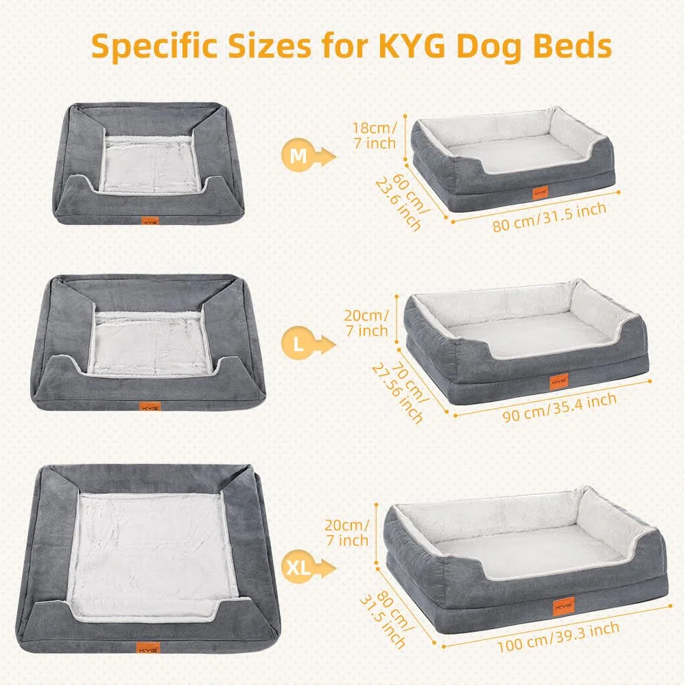 KYG Housse de rechange pour lit pour chien de taille L, convient uniquement au lit pour chien, blanc et gris