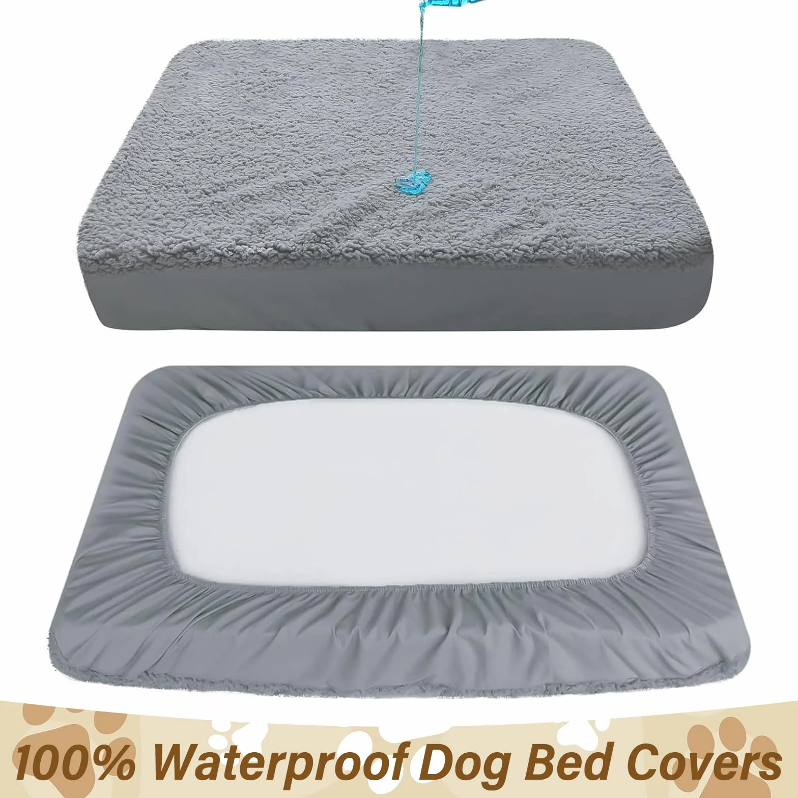 Housse De Rechange pour Lit pour Chien, Housses De Lit pour Chien, 91 * 68CM Amovible pour Animaux De Compagnie, Lavable en Machine, Fournitures pour Animaux De Compagnie (Gris)