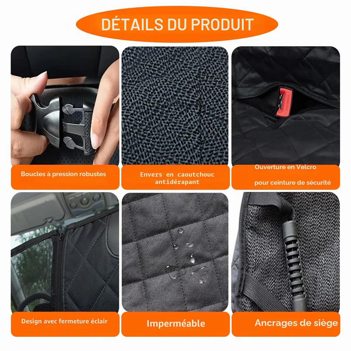 4 en 1 Housses de Siège d'auto pour Chien, Accessoires Voiture pour Chiens Protection Siege Voiture pour Chien Housse de Protection Chien Imperméable Antidérapant pour Voitures VUS