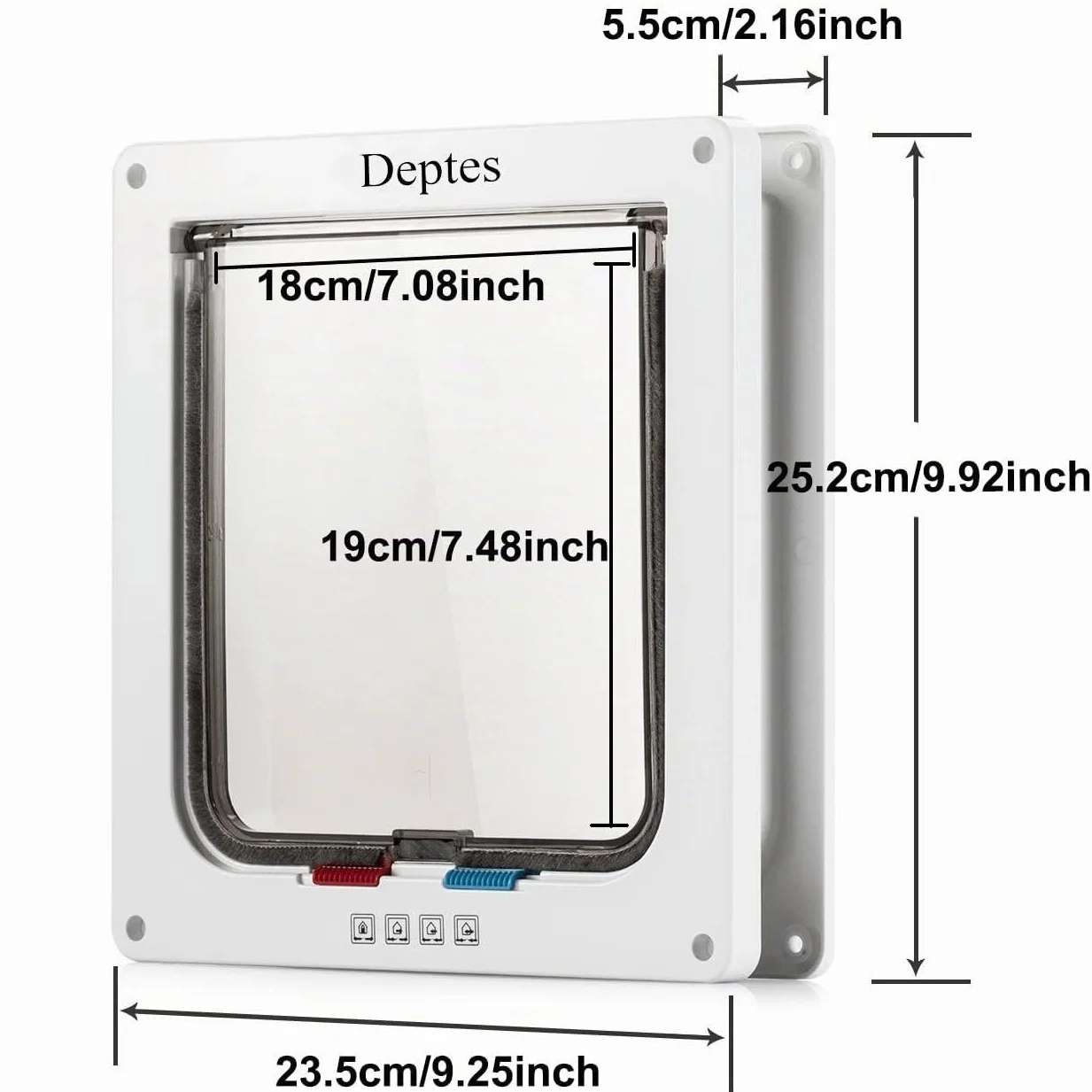 Depets Grande Porte pour Chat Verrouillable à 4 Voies (25,1 x 23,4 cm) - Chatière Résistante aux Intempéries pour Portes Intérieures et Extérieures