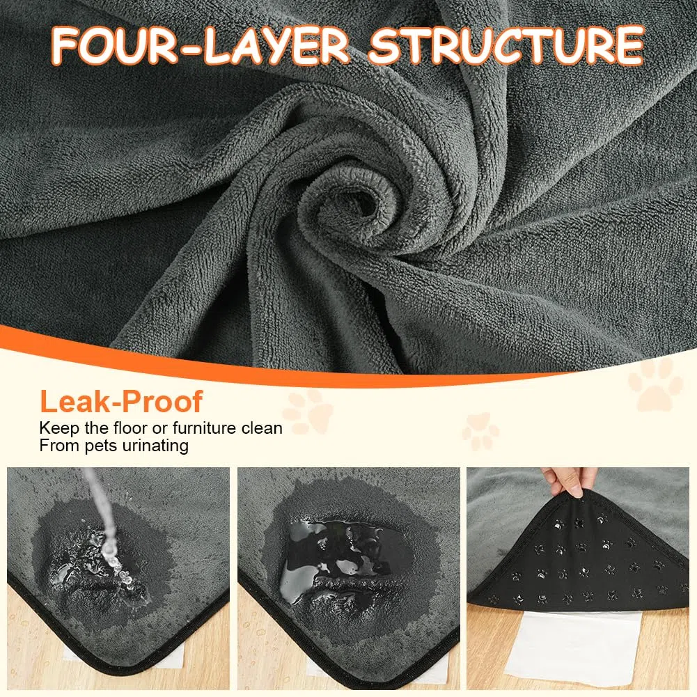 2 Tapis Éducateur pour Chien Lavable Réutilisable, 70×100cm Alaise pour Chien Lavables, Tapis de Propreté Chiot Réutilisable, Ultra Absorbants, Antidérapant Chiens, Chats, Cobaye Lapins, Gris