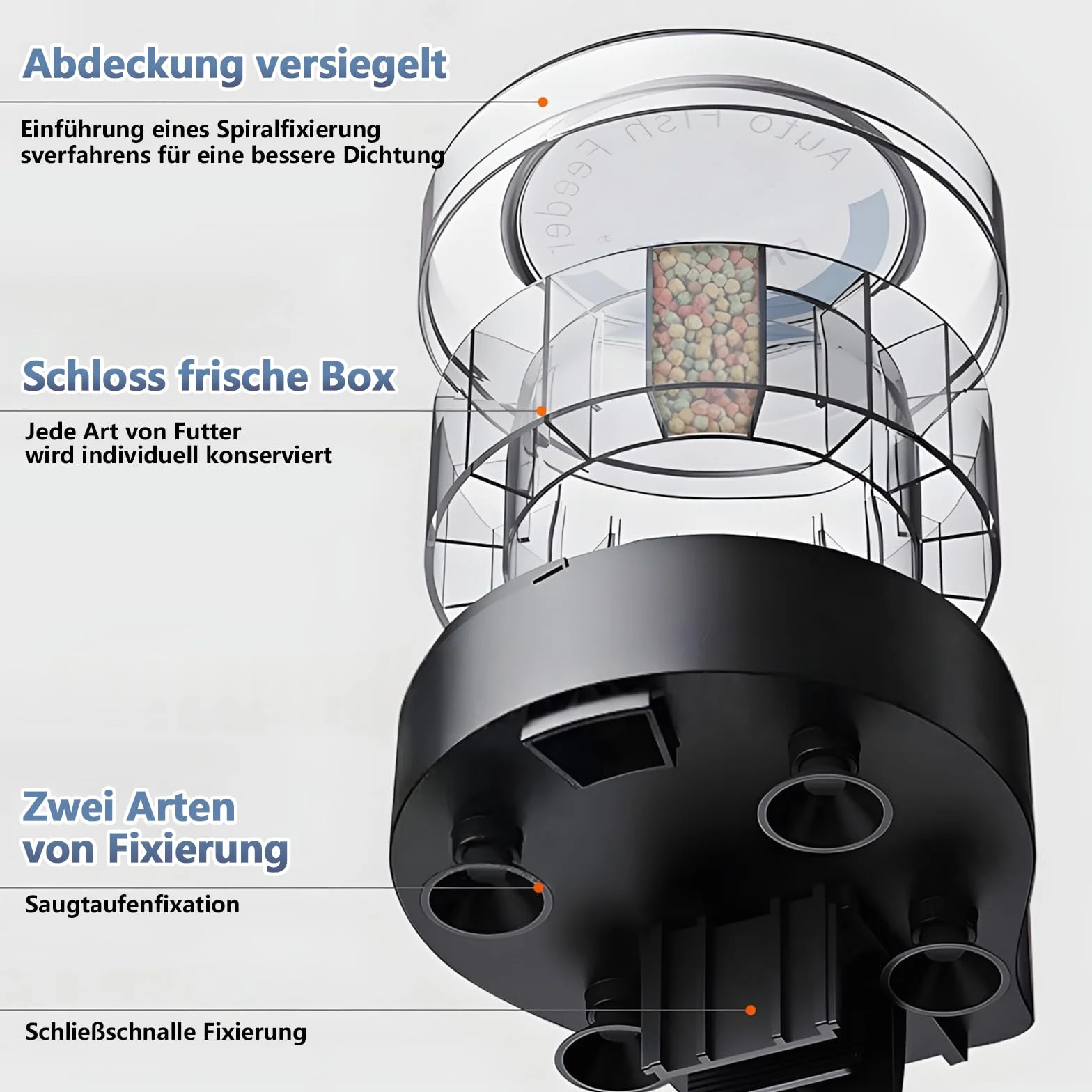 Distributeur automatique de nourriture pour poissons d'aquarium avec minuterie - Distributeur automatique de granulés et granulés - Fonctionne avec piles