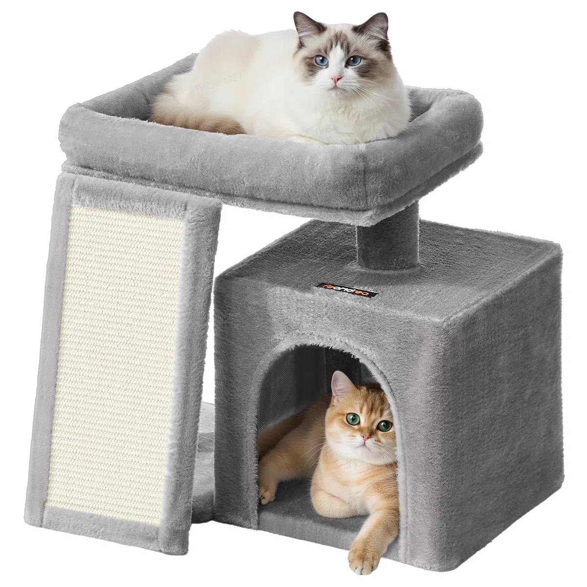Feandrea Arbre à Chat, Tour de Jeu pour Chats, Condo avec Rampe à Griffer, Grande Plateforme Supérieure, Niche, Hauteur 44,6 cm, Gris Tourterelle PCT010GD01