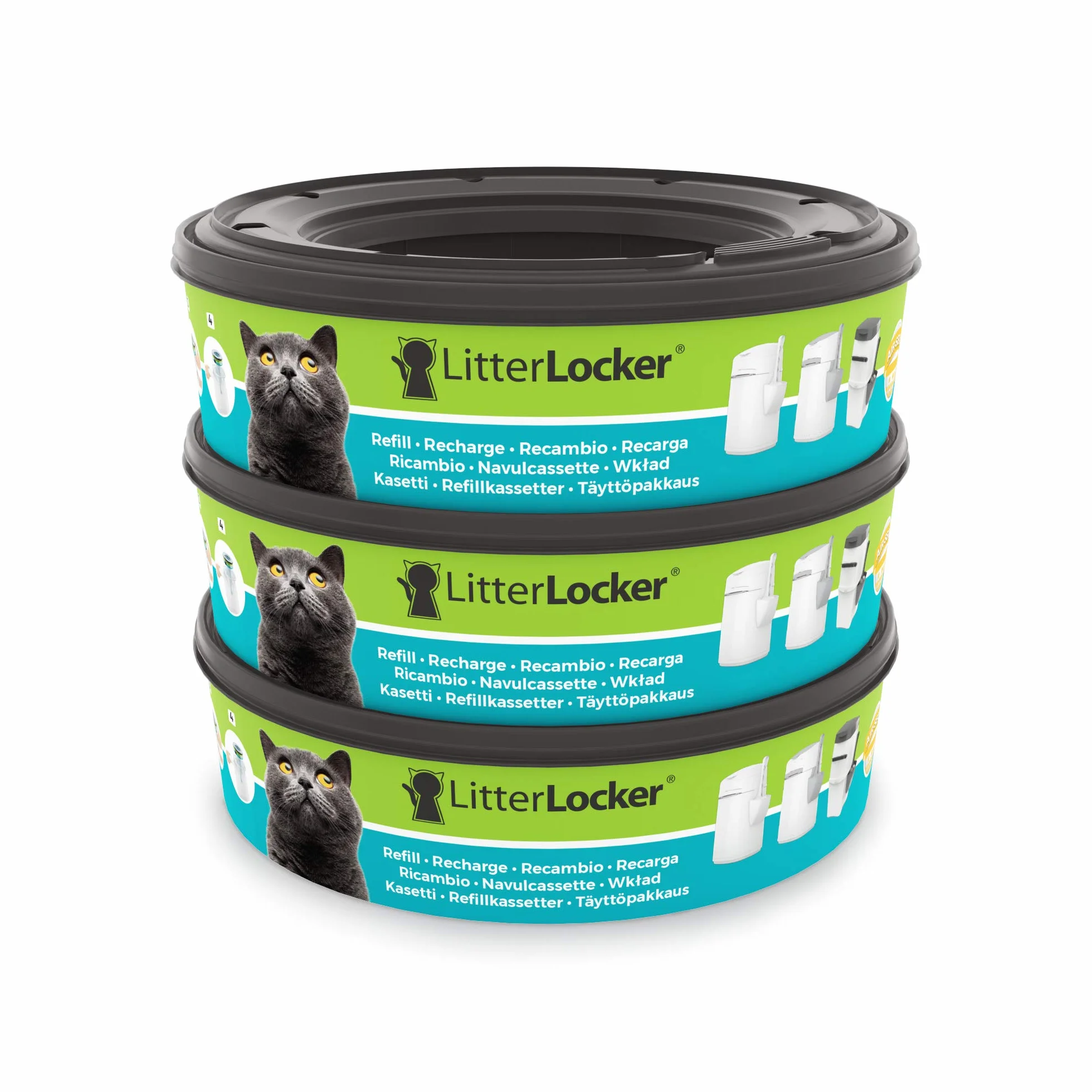 Lot de 3 recharges Rondes Compatible avec la Poubelle LitterLocker II et la Poubelle LitterLocker Design