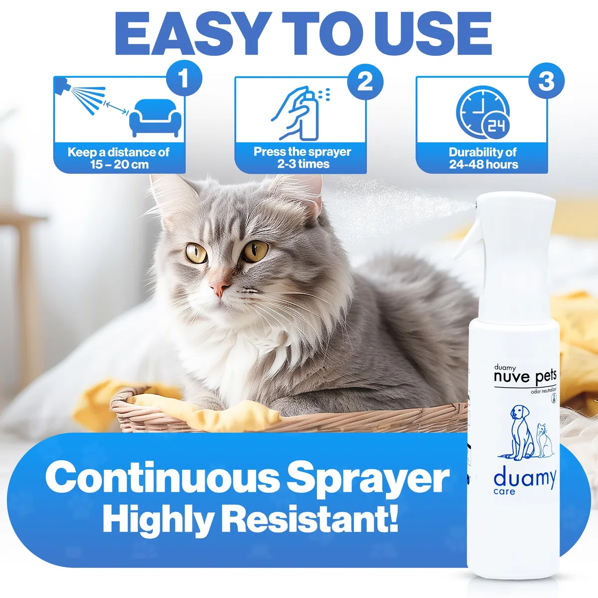 NUVE PETS Éliminateur d'odeurs d'animaux domestiques, désodorisant écologique sans gaz propulseur ni produits toxiques. Neutralise les odeurs. Anti-odeur pour l'urine des chiens et des chats. 500ml