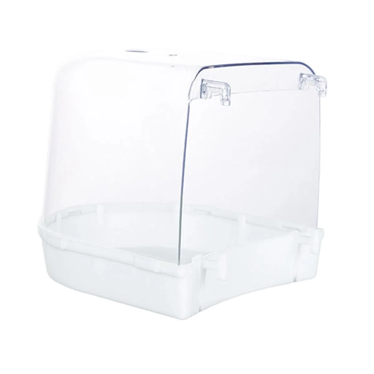 Bain d'oiseaux Transparent et Spacieux pour Cage, Idéal pour Les Perroquets, Perruches Ondulées, Canaris, Inséparables et Calopsittes, Blanc