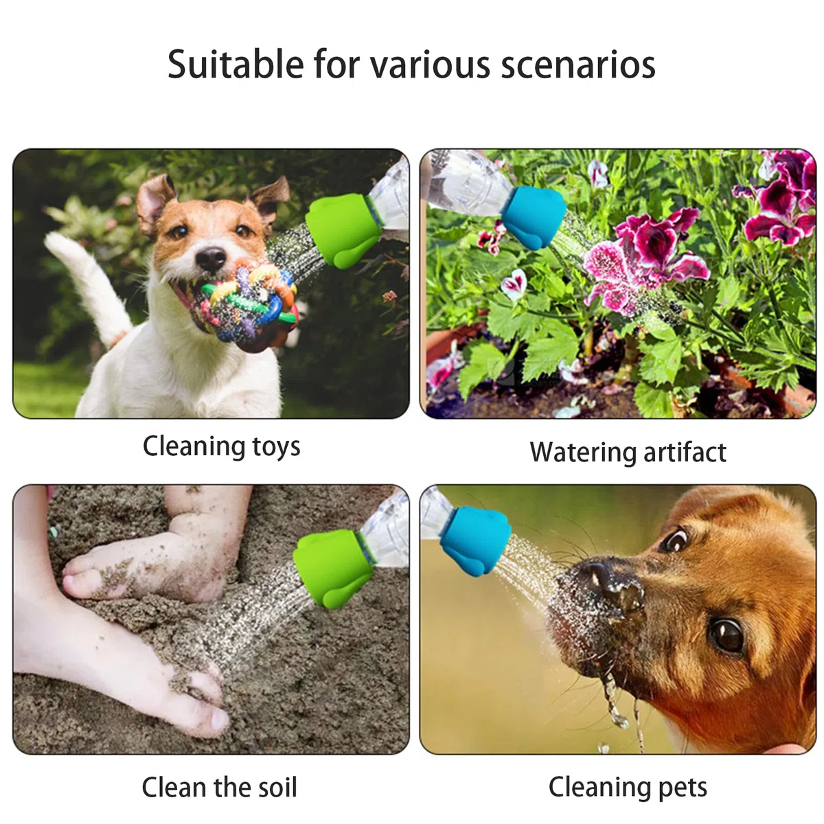 Douche D'extérieur pour Chien, Portable Water Bottle Shower Head,pommeau De Douche Portable pour Chien, Embout De Bouteille, Pulvérisateur d'eau, Accessoires pour Douche De Chien Portable