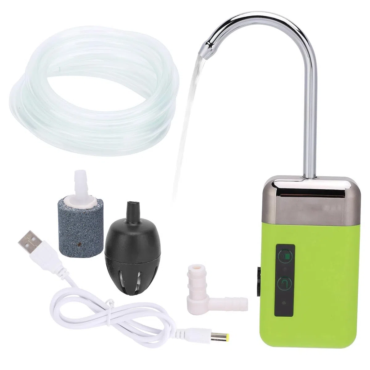 Pompe à oxygène - Chargement USB - 3 modes - ABS - Pompe à air d'aquarium - Triple filtration - Capteur intelligent - Pompe à eau - Lumière LED - Pêche - Lavage des mains - Accessoires de pêche avec