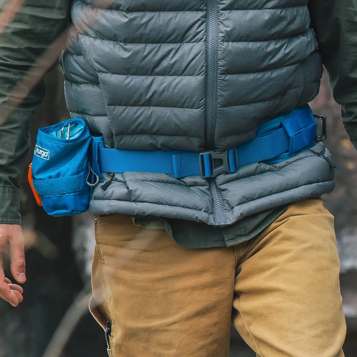 Kurgo Ceinture Ventrale RSG, Ceinture de Course ou Promenade Mains Libres Canicross, réglable, Bande réfléchissante, Compatible Molle, Bleue