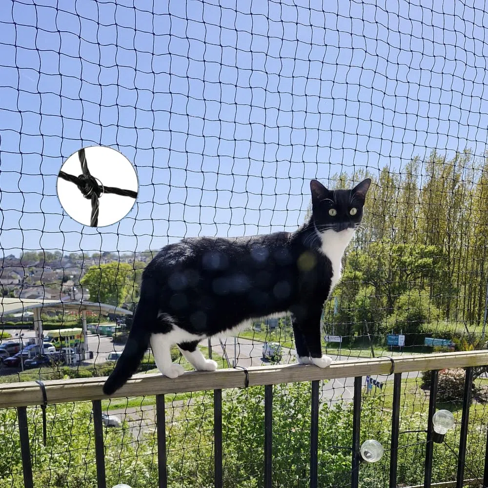 Filet de sécurité pour Chat (Filets de Balcon) avec Fil renforcé, 6x3m; résistant aux morsures; Noir