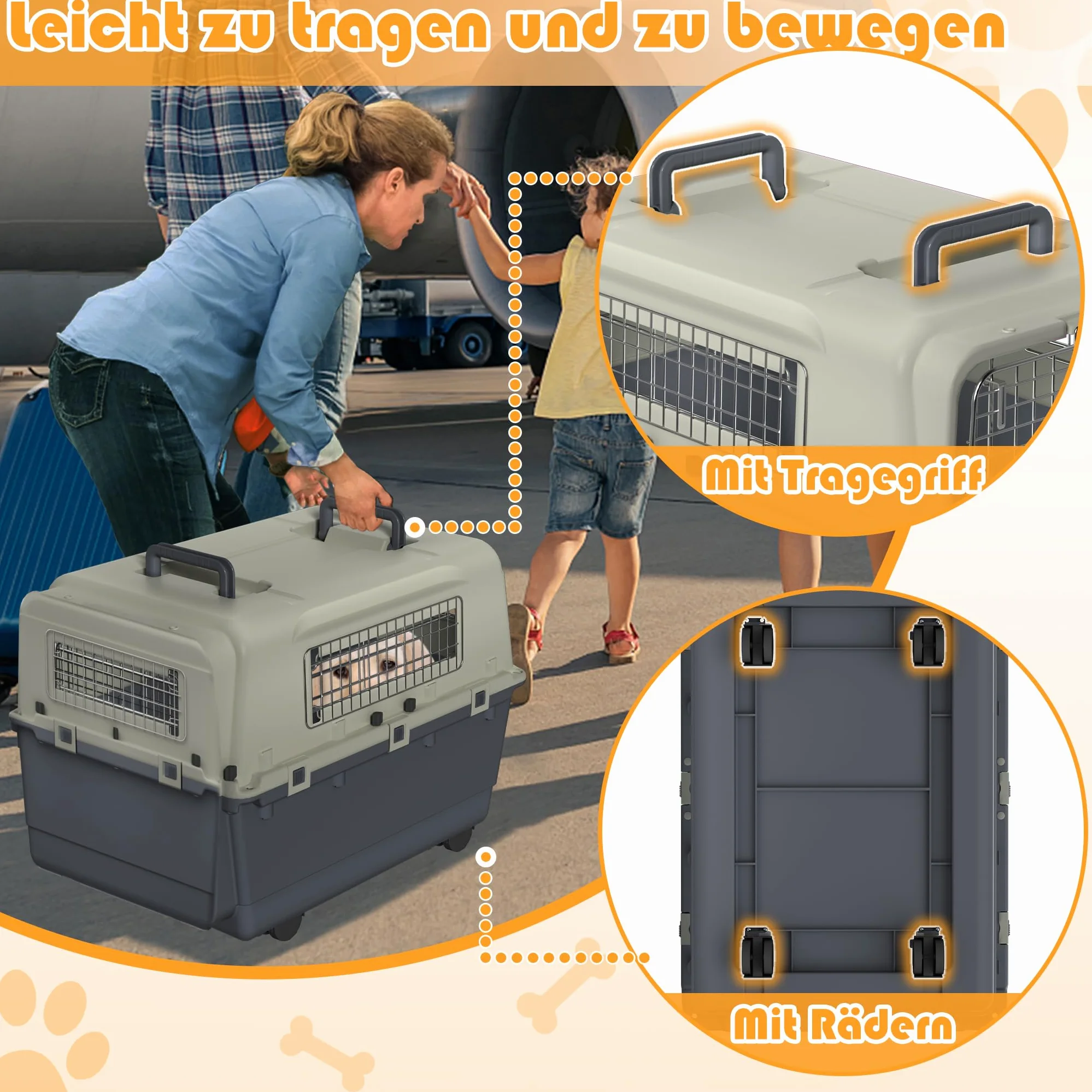 LZQ Boîte de transport pour chat, chien et chat, en plastique, pour petits animaux, chien, lapin (L 67 x l 51 x H 58,5 cm)