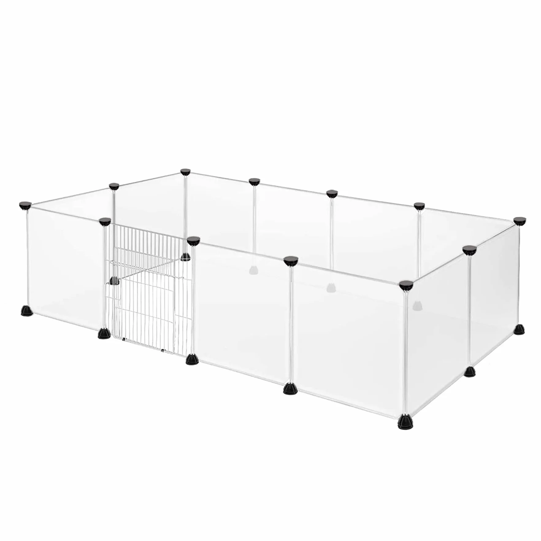 Froadp Enclos Extérieur pour Lapins et Petits Animaux de Compagnie 145x75x48cm en Plastique, Enclos Grillagé avec Porte pour Cochons d'Inde, Animaux de Compagnie, Cage pour Chiots (Blanc Translucide)