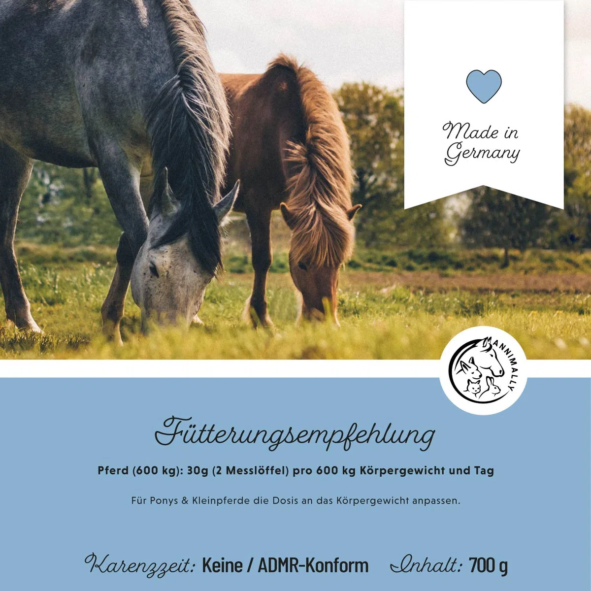 Annimally Zinc pour Chevaux - Pellets de Zinc (700g) Haute Dose avec Cumin Noir, zéolite, Sainfoin et levure de bière pour la Peau, Les Poils et Les Sabots