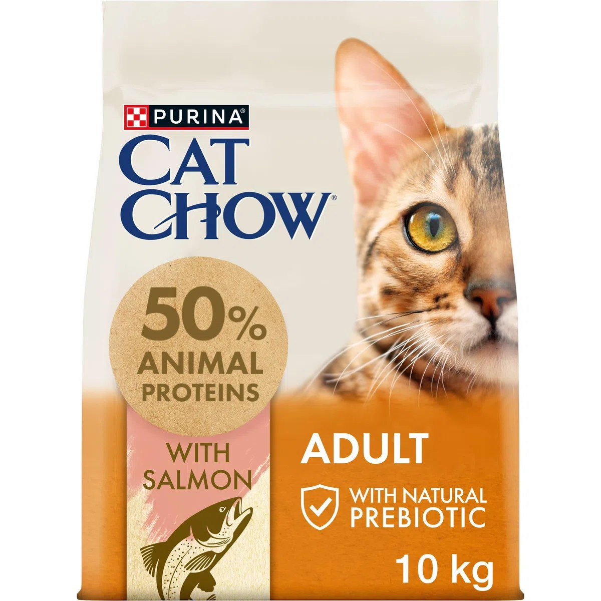 PURINA CAT CHOW | Adulte | Croquettes pour Chat | NaturiumTM | Saumon | 10 kg | Sac