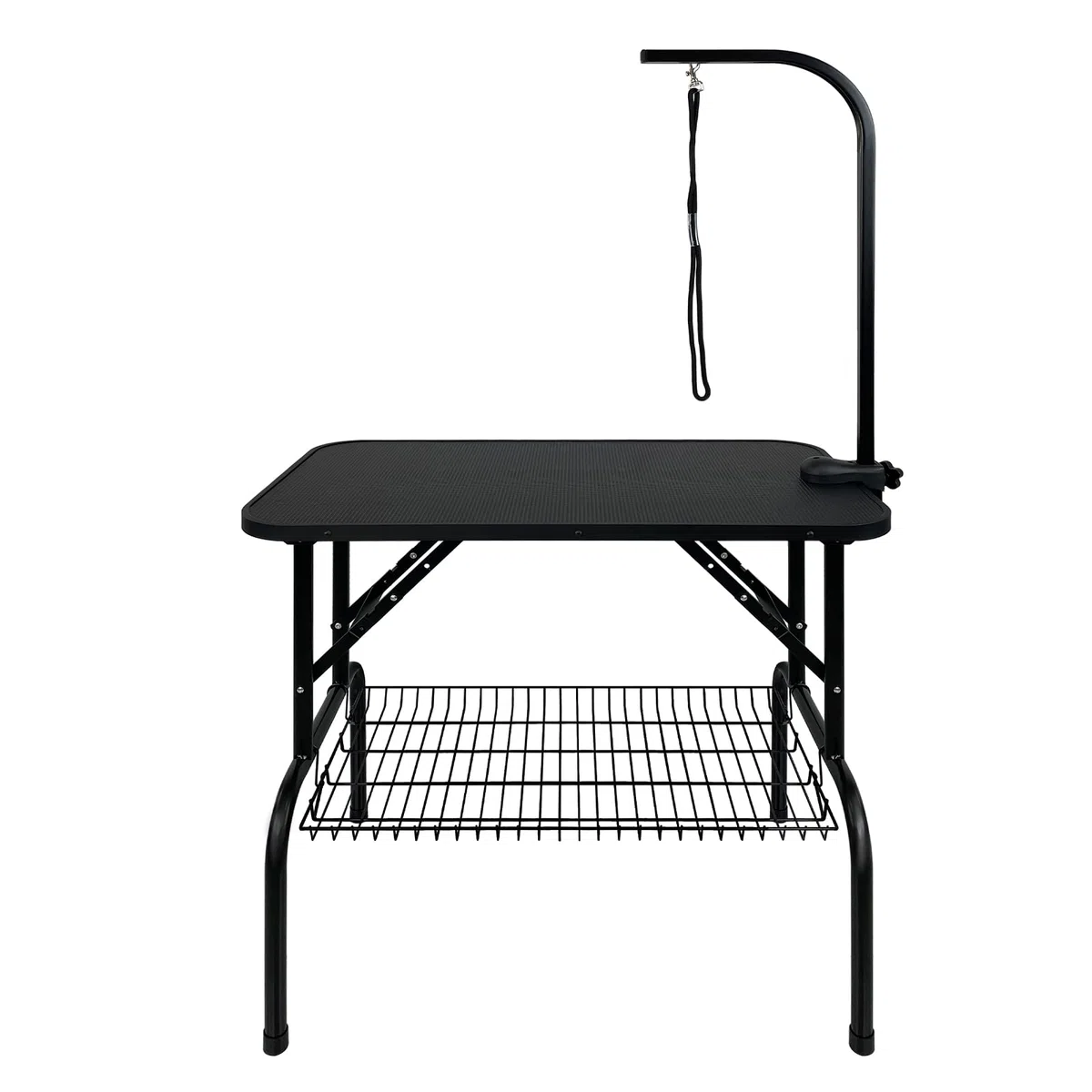 Table toilettage réglable Hauteur Chiens, Sangle pivotante 360°, Boucles, Panier inférieur, Table Soins Animaux Pliable, Chiens/Chats (Type-S)