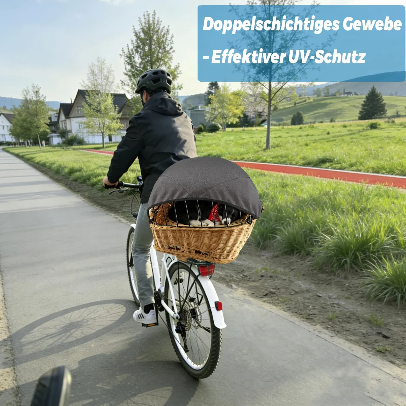 Voile d'ombrage pour panier de vélo pour chien et panier de vélo - Grand filet de protection réglable pour chien - Respirant, résistant au vent et à la poussière, sûr et stable - Pour presque tous les