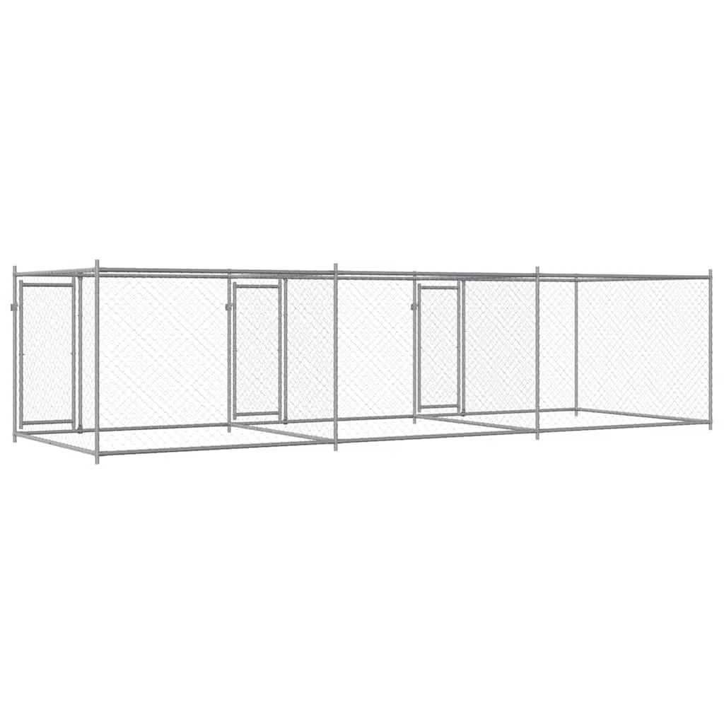 vidaXL Cage pour Chien avec Portes, Chenil pour Chien, Maison pour Chien, Niche de Jardin Terrasse, Gris 6x2x1,5 m Acier Galvanisé
