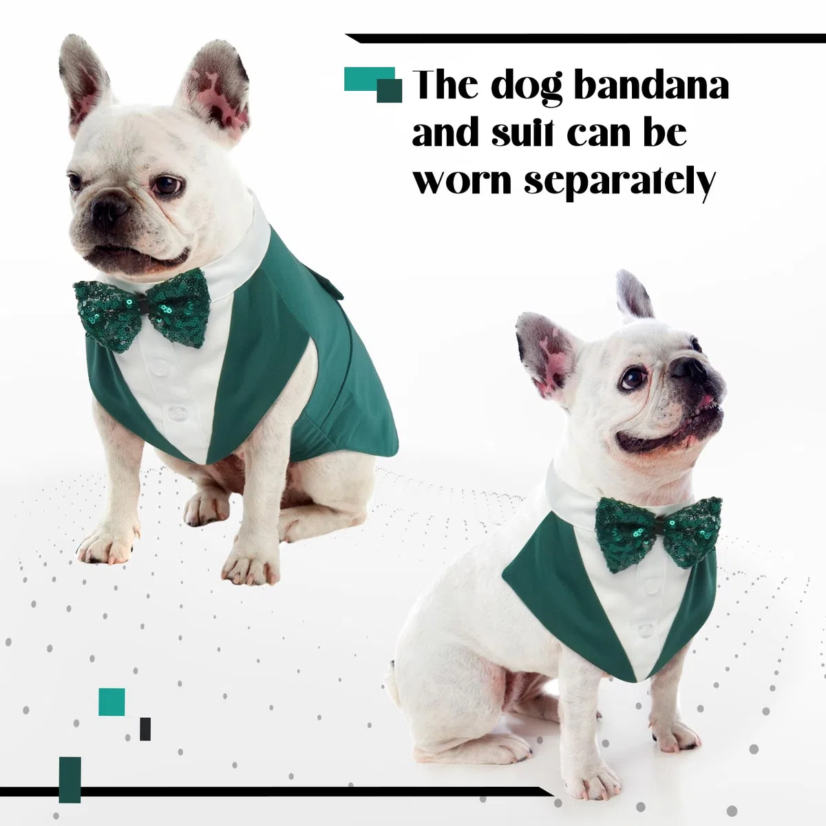 Smoking Formel pour Chien, Costume de Fête de Mariage Chiens Chemise à nœud Papillon Deguisement Chien Noel Vetement Chien Élégant(Vert Foncé, L)