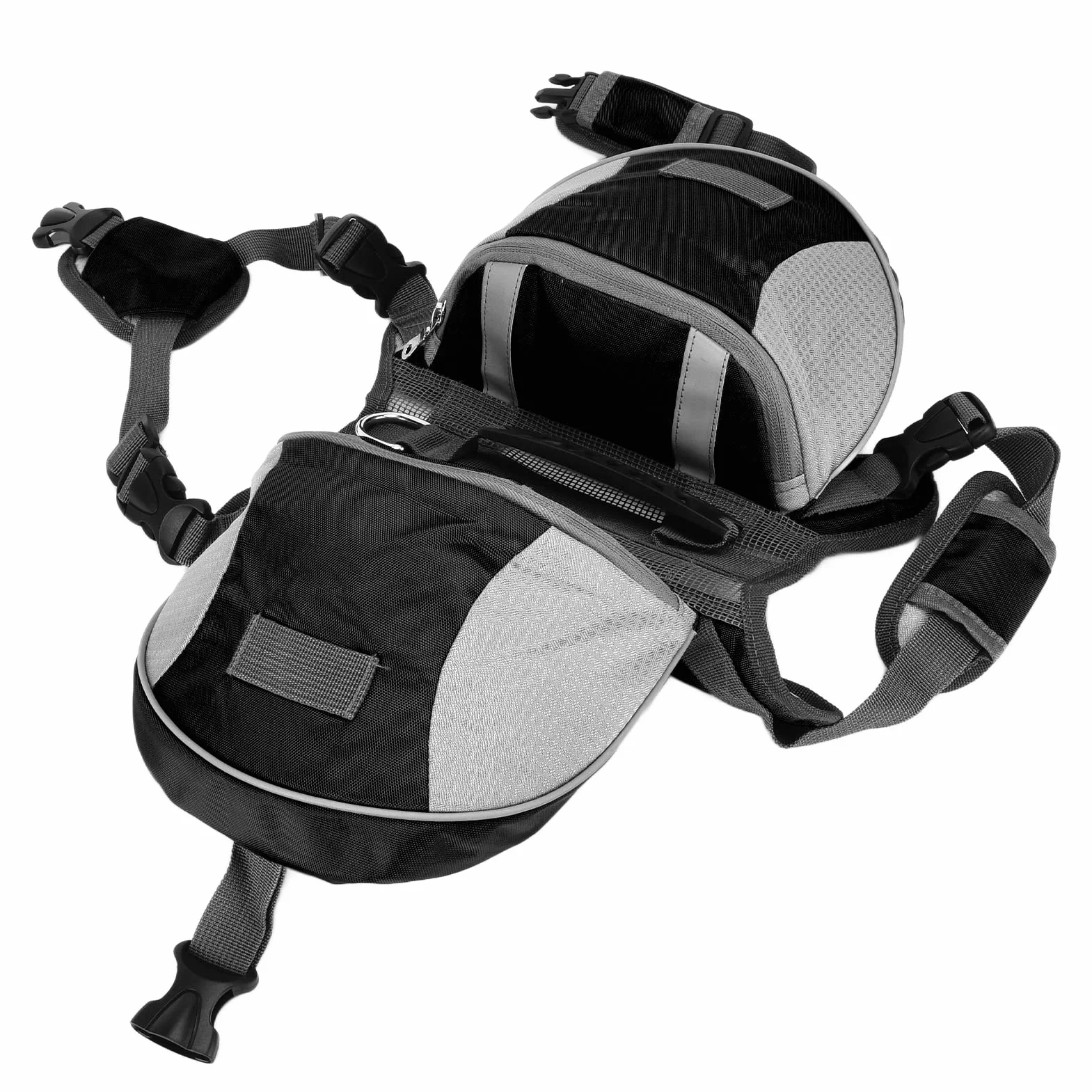 Sac à Dos de Randonnée pour Chien, Sac de Selle pour Chien, Sac à Dos Réglable avec Poches Latérales et Bandes Réfléchissantes pour Chiens de Petite, Moyenne et Grande Taille,
