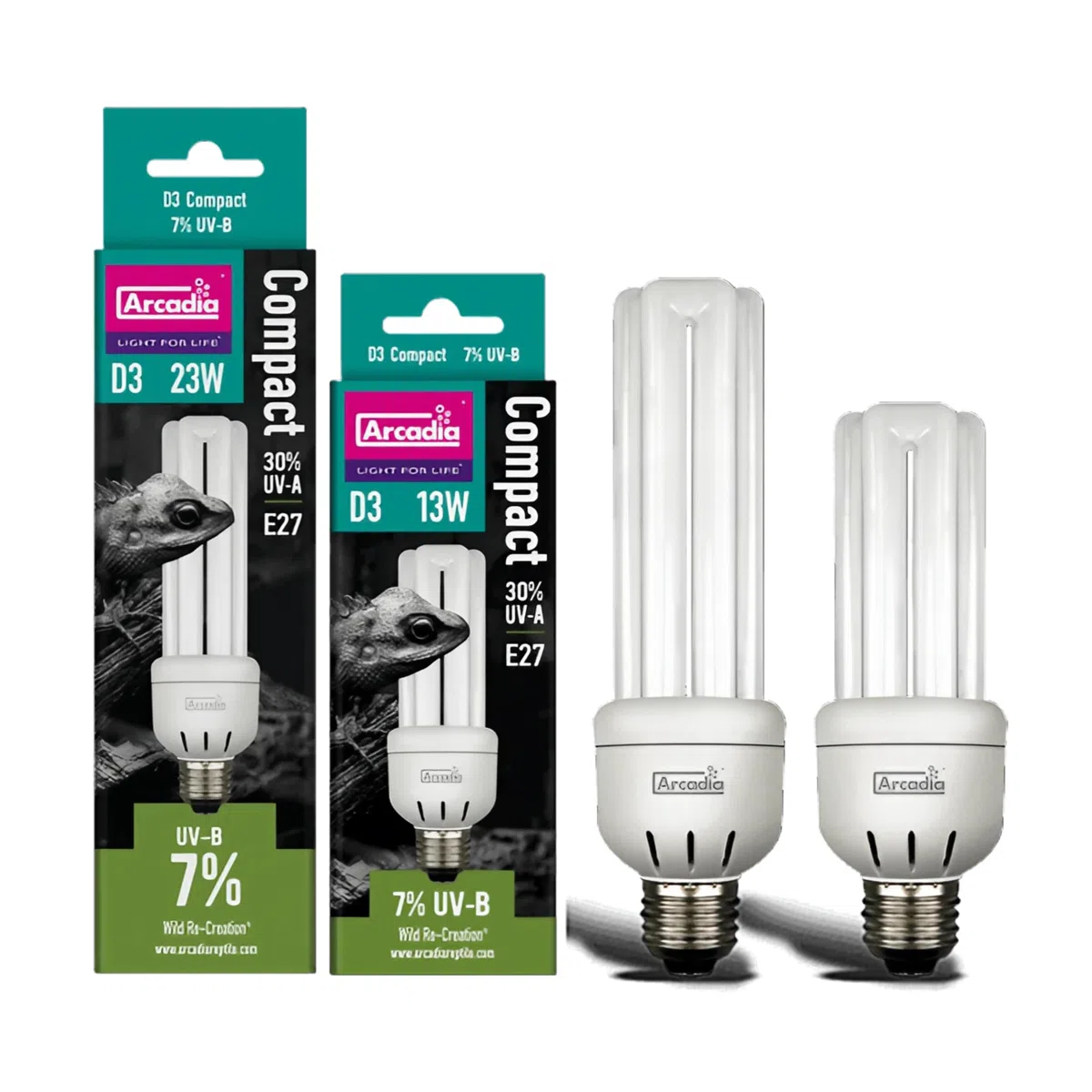 Arcadia D3 Forest Mini ampoule compacte 7 % UVB triple U à visser pour reptiles 13 W