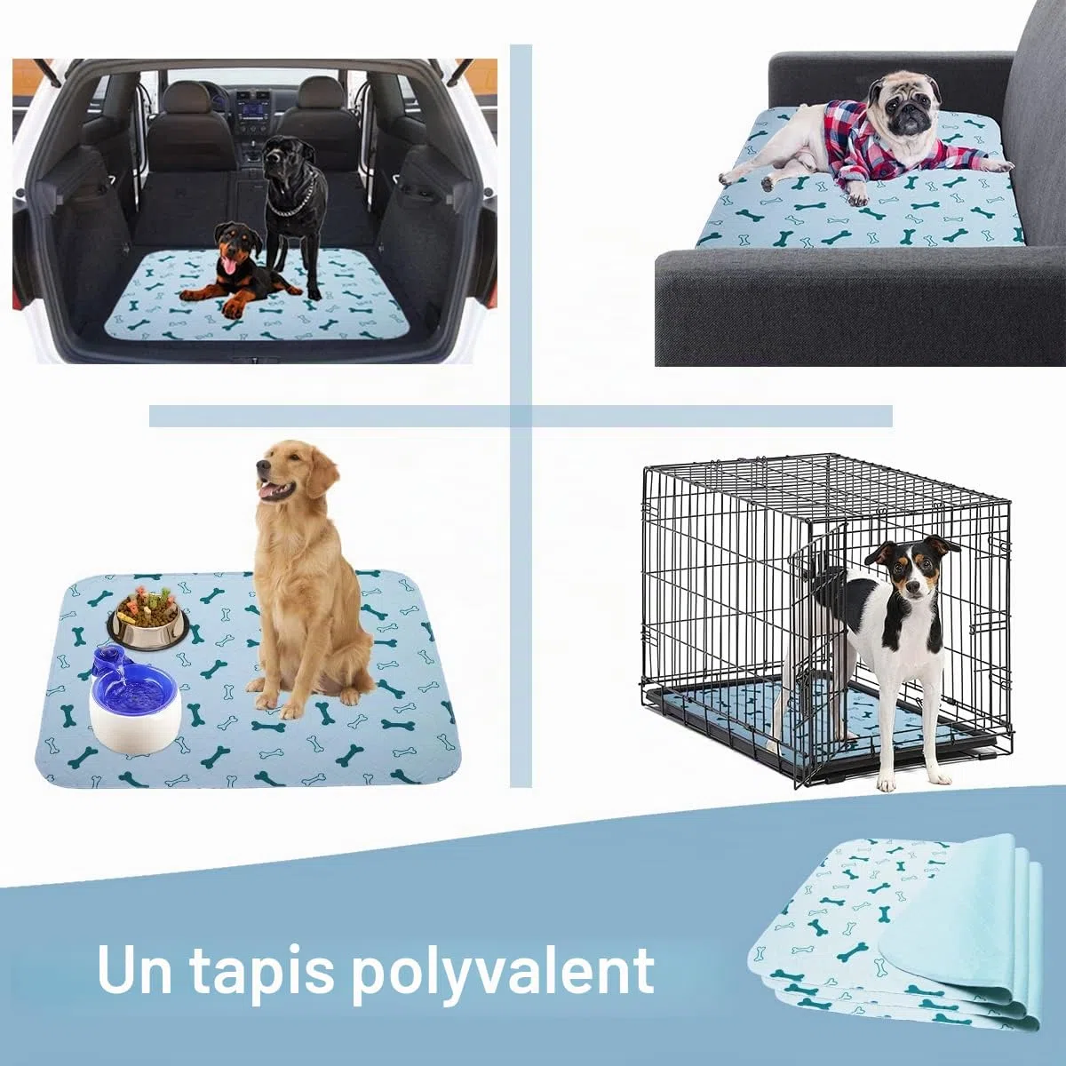 Tapis Absorbant Chien Réutilisable Tapis Chien Pipi Lavable Tapis de Propreté Chien Lot de 3 Tapis Educateur Chien Ultra Large 75*89CM