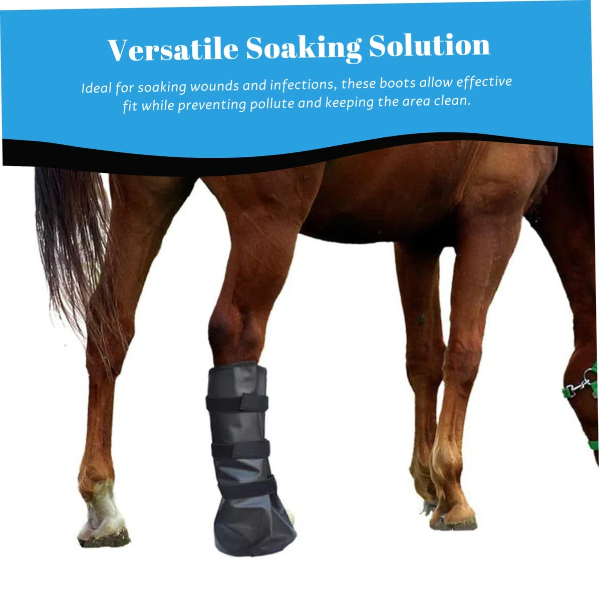 Bottes de Cheval réutilisables en PVC, 2 pièces, avec Sangle réglable, Bottes de Glace pour tremper Les infections des plaies, 20x8 Pouces, Noires