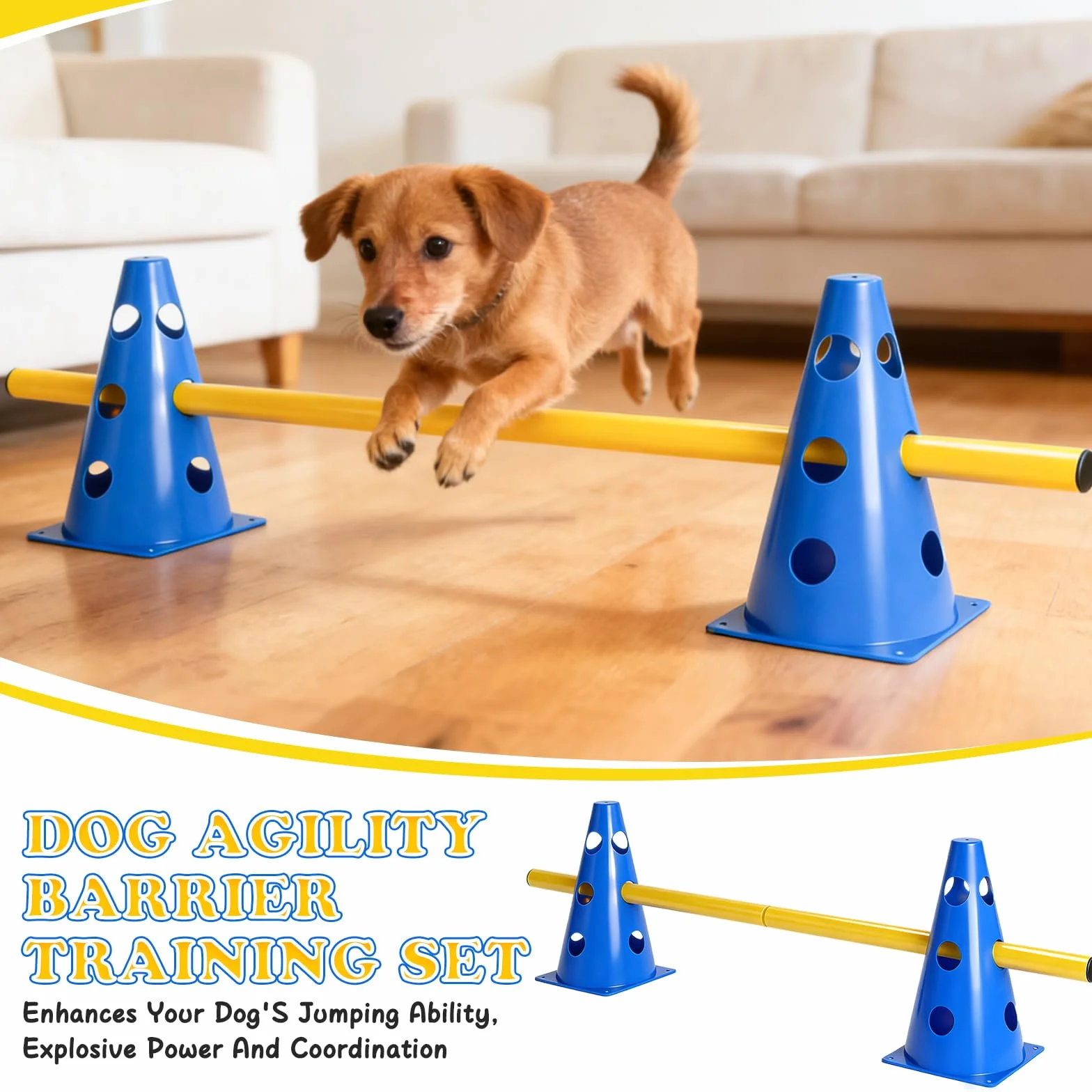 Ensemble D'agilité pour Chiens Ensemble de BarrièRes Enfichables pour Chiens, Kit d'obstacles RéglablesPour Le Les Sports Canins Les Sports équestres